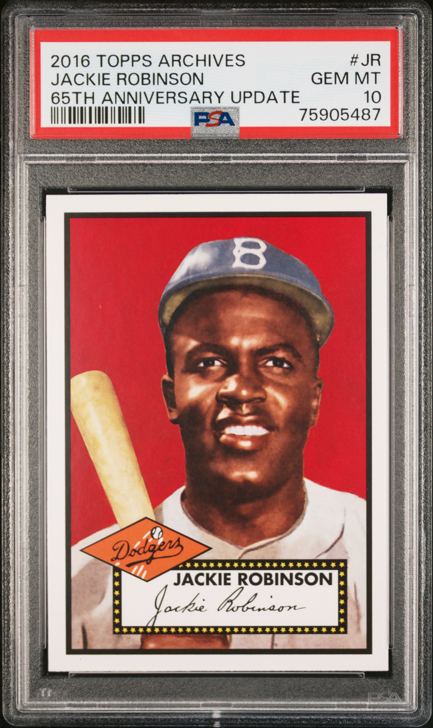 Jackie Robinson 2016 Topps Archives 65th Anniversary Card #JR Graded PSA 10