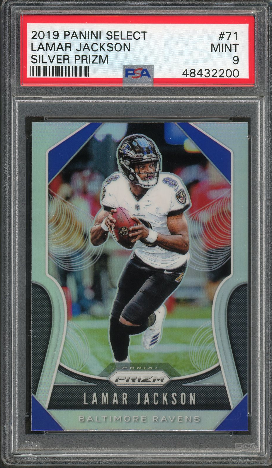 Lamar Jackson 2019 Panini Silver Prizm Football Card #71 Graded PSA 9 MINT