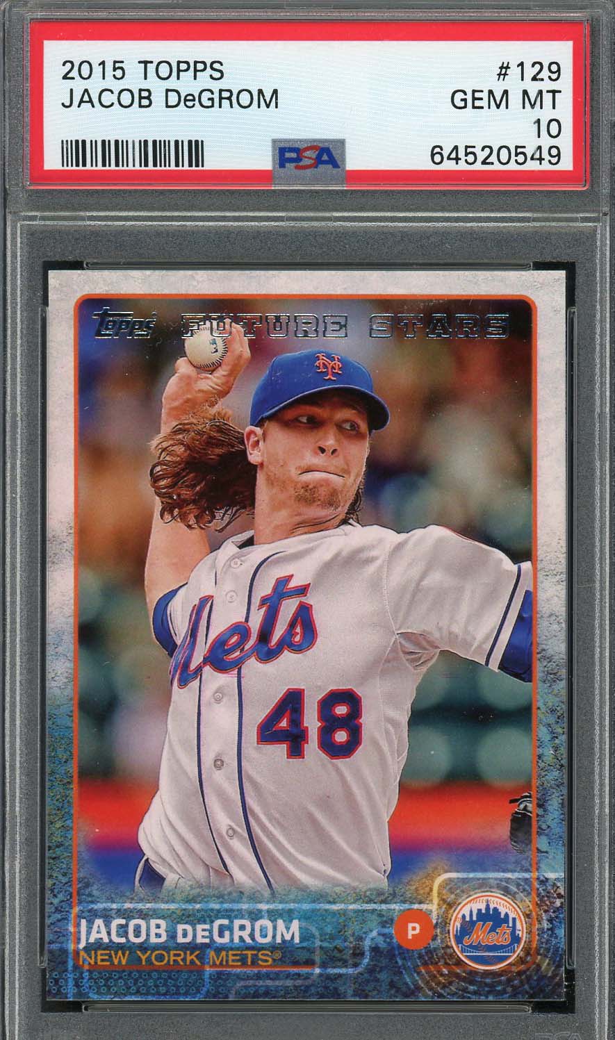 Jacob deGrom 2015 Topps Baseball Card #129 Graded PSA 10 Jacob deGrom 2015 Topps Baseball Card #129 Graded PSA 10