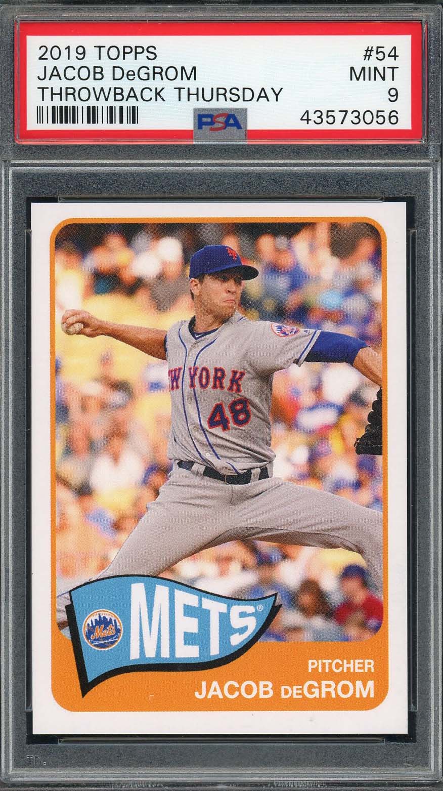 Jacob Degrom 2019 Topps Throwback Thursday Baseball Card #54 PSA 9 Jacob Degrom 2019 Topps Throwback Thursday Baseball Card #54 PSA 9