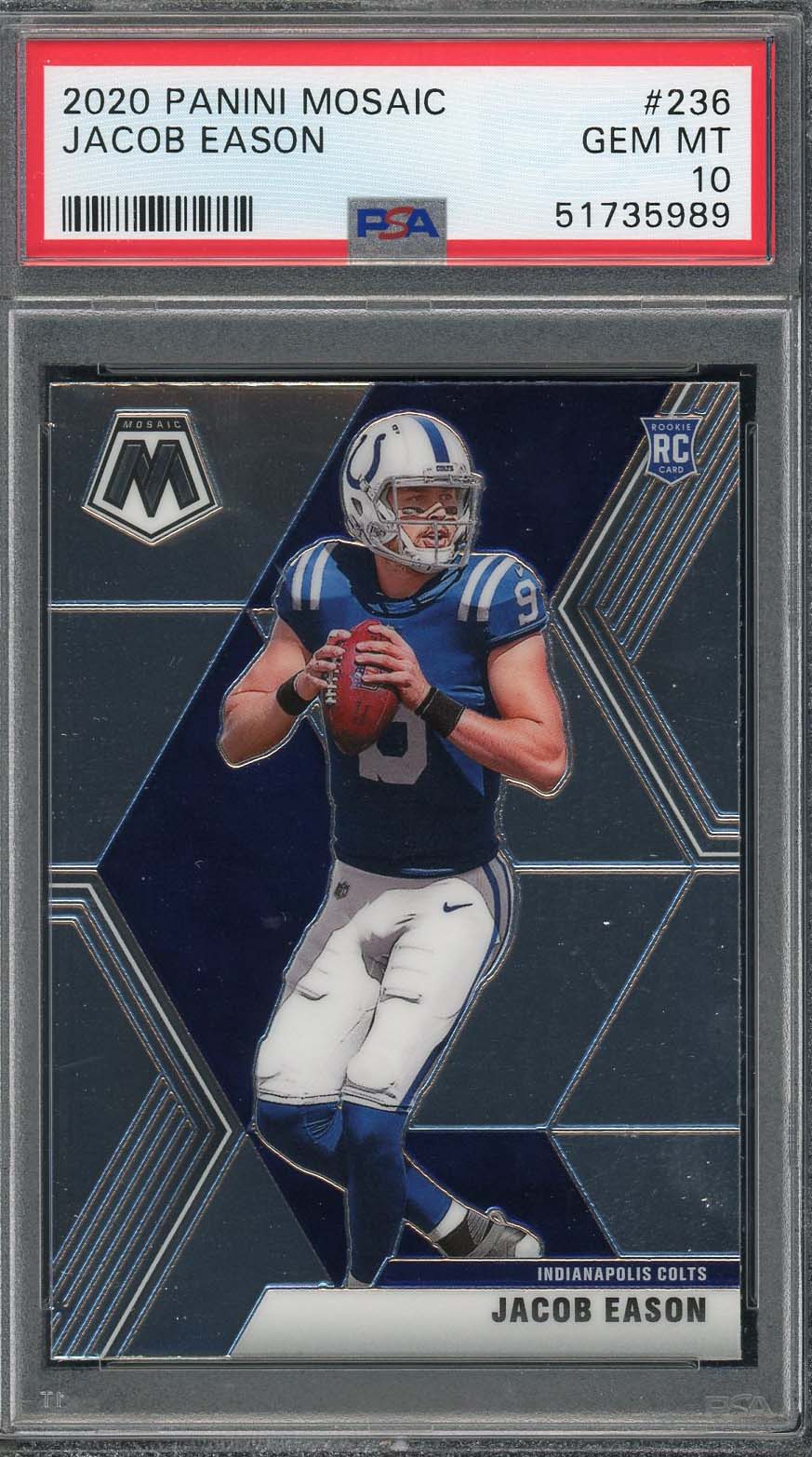 Jacob Eason 2020 Panini Mosaic Football Rookie Card #236 PSA 10 Jacob Eason 2020 Panini Mosaic Football Rookie Card #236 PSA 10