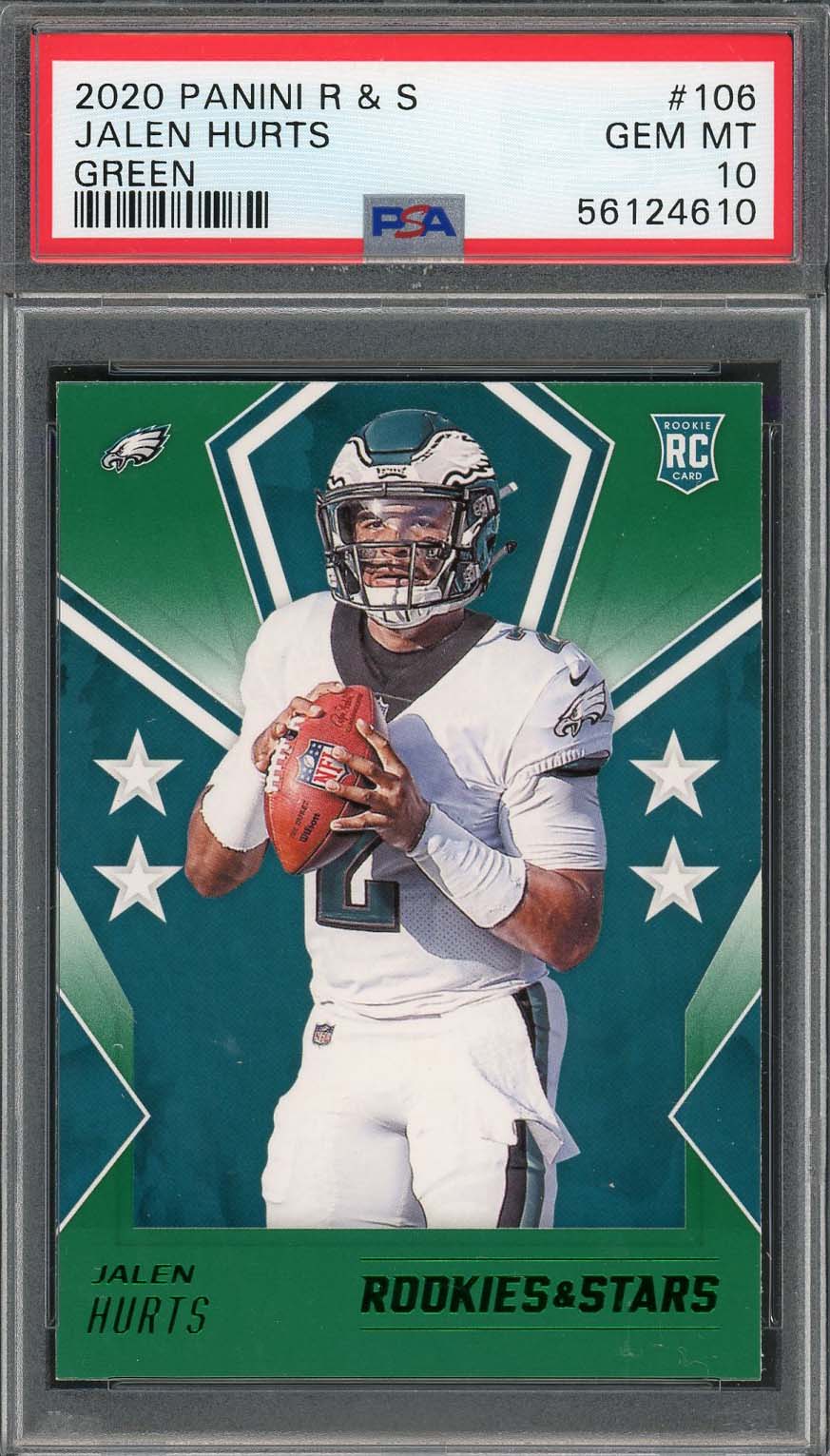 Jalen Hurts 2020 Panini Rookies & Stars Green Rookie Card #106 Graded PSA 10 Jalen Hurts 2020 Panini Rookies & Stars Green Rookie Card #106 Graded PSA 10