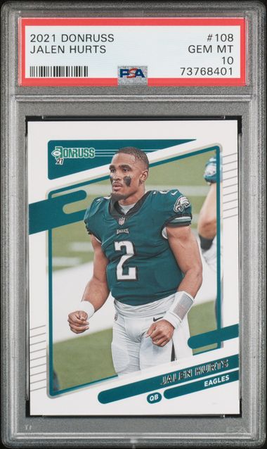 Jalen Hurts 2021 Panini Donruss Football Card #108 Graded PSA 10