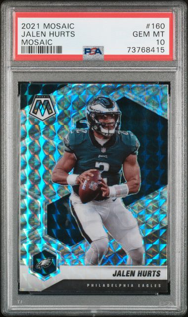 Jalen Hurts 2021 Panini Mosaic Silver Prizm Football Card #160 Graded PSA 10