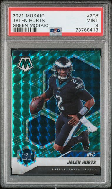 Jalen Hurts 2021 Panini Green Mosaic Football Card #208 Graded PSA 9