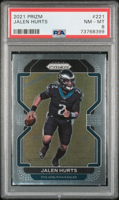 Jalen Hurts 2021 Panini Prizm Football Card #221 Graded PSA 8