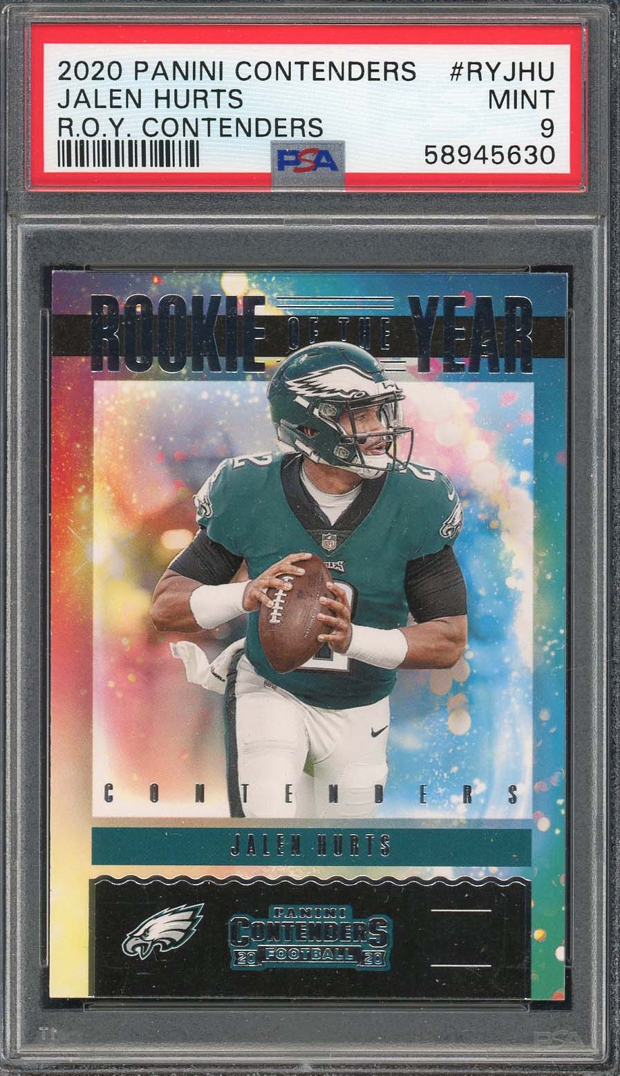 Jalen Hurts 2020 Panini Contenders Football Rookie Card #RYJHU Graded PSA 9