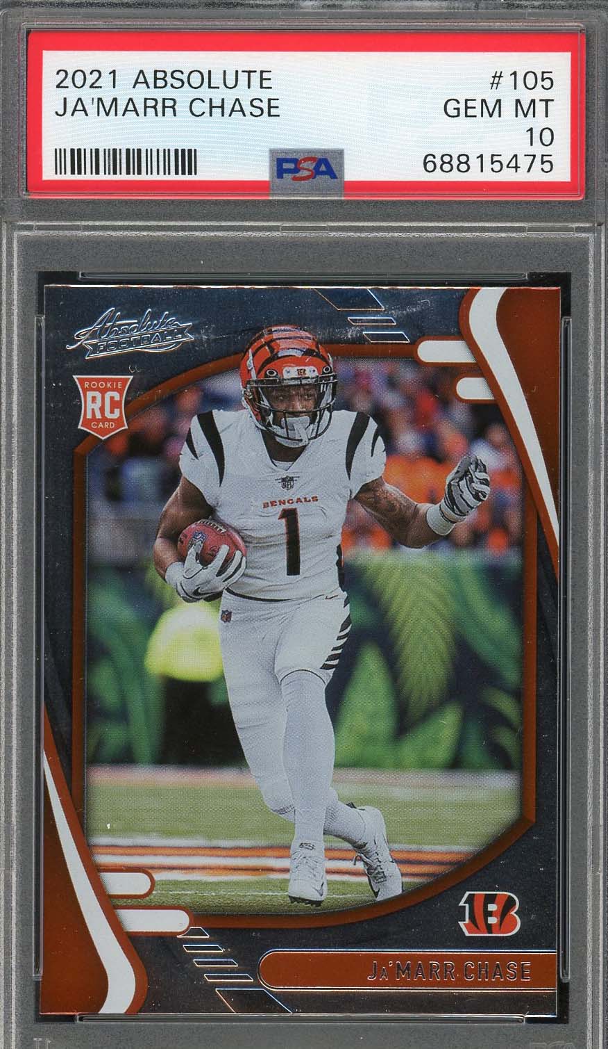 Ja'Marr Chase 2021 Panini Absolute Football Rookie Card RC #105 Graded PSA 10