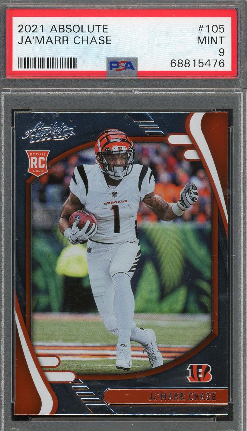 Ja'Marr Chase 2021 Panini Absolute Football Rookie Card RC #105 Graded PSA 9