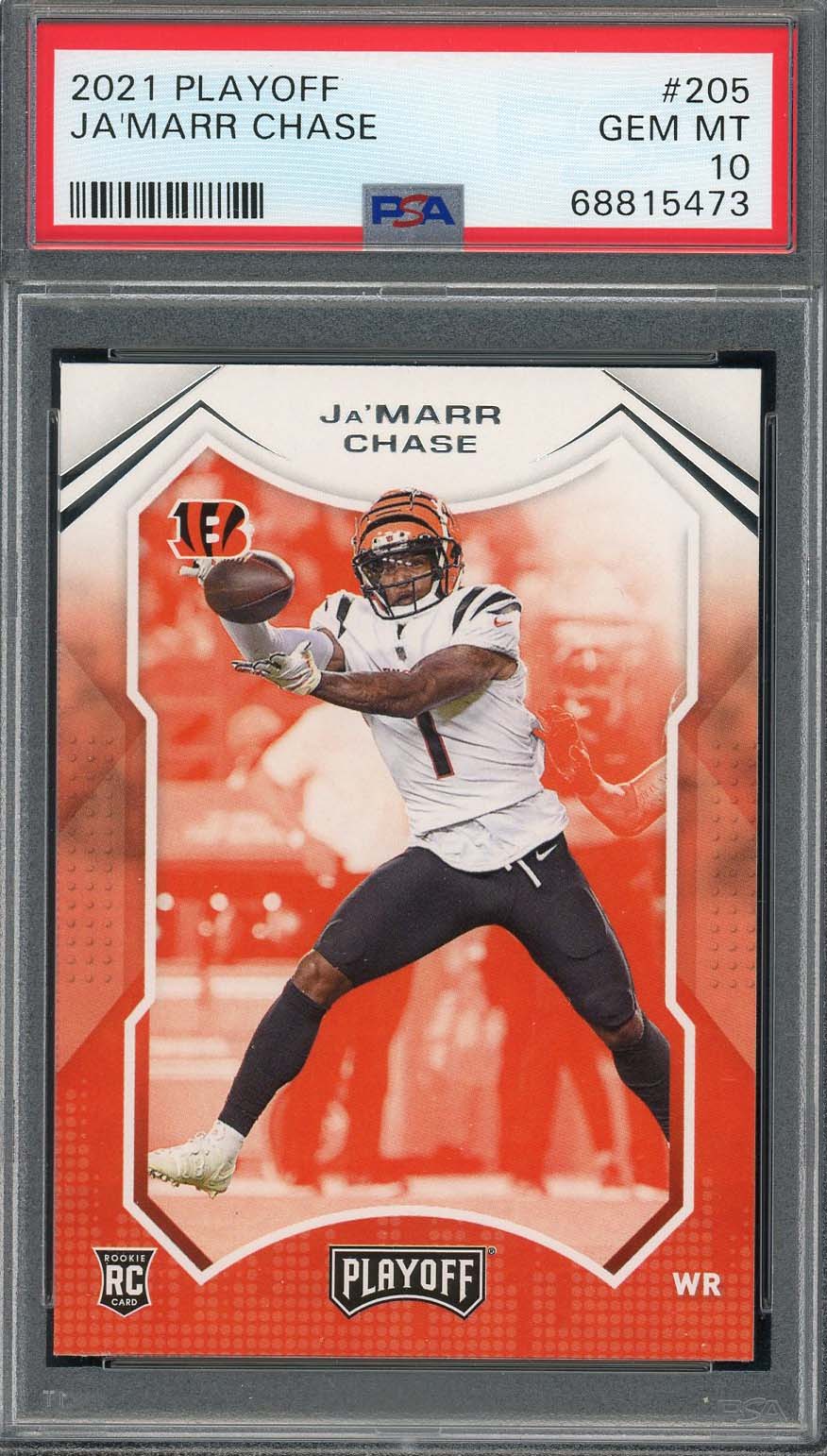 Ja'Marr Chase 2021 Panini Playoff Football Rookie Card RC #205 Graded PSA 10