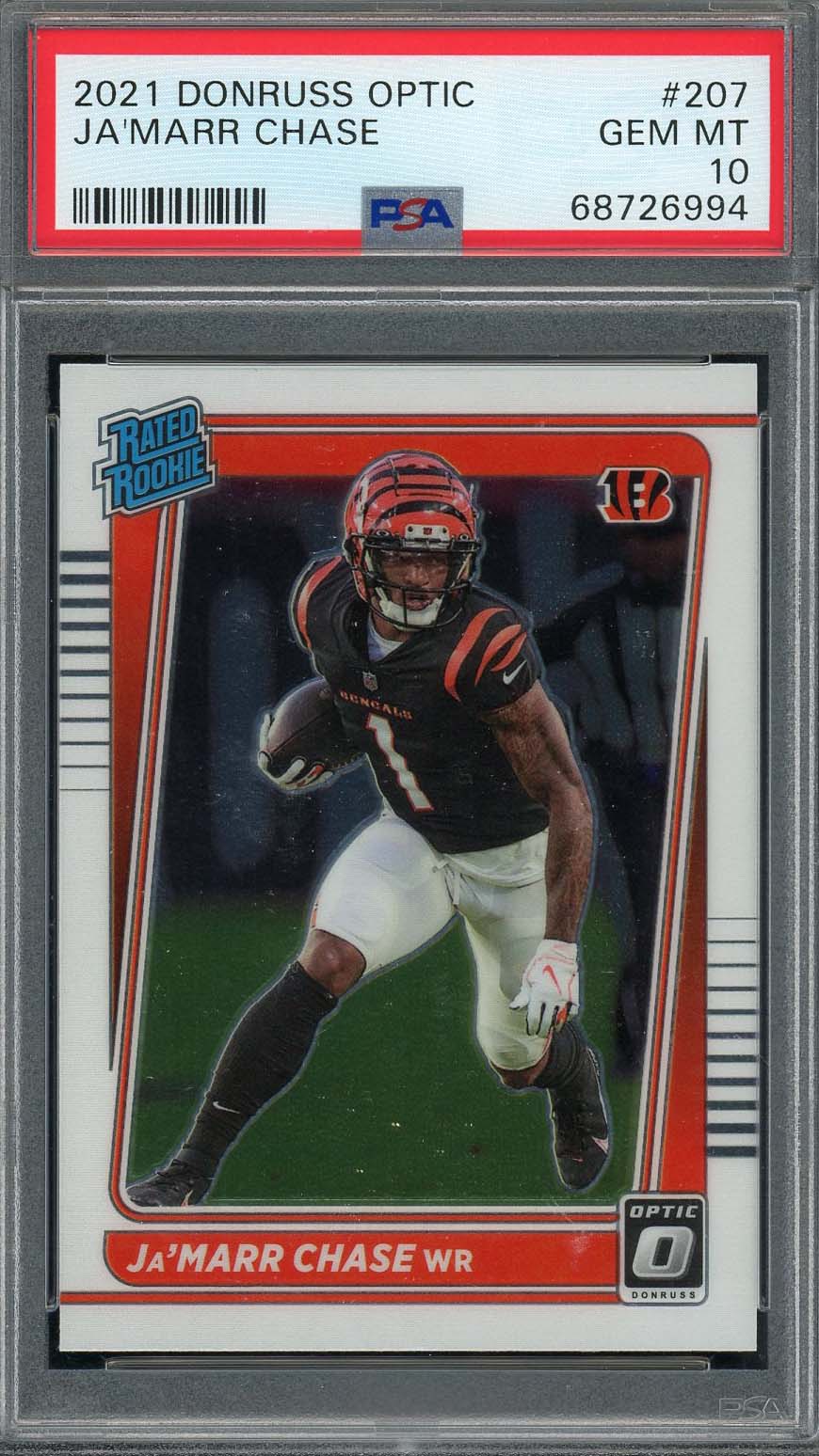 Ja'Marr Chase 2021 Panini Donruss Optic Football Rookie Card #207 Graded PSA 10