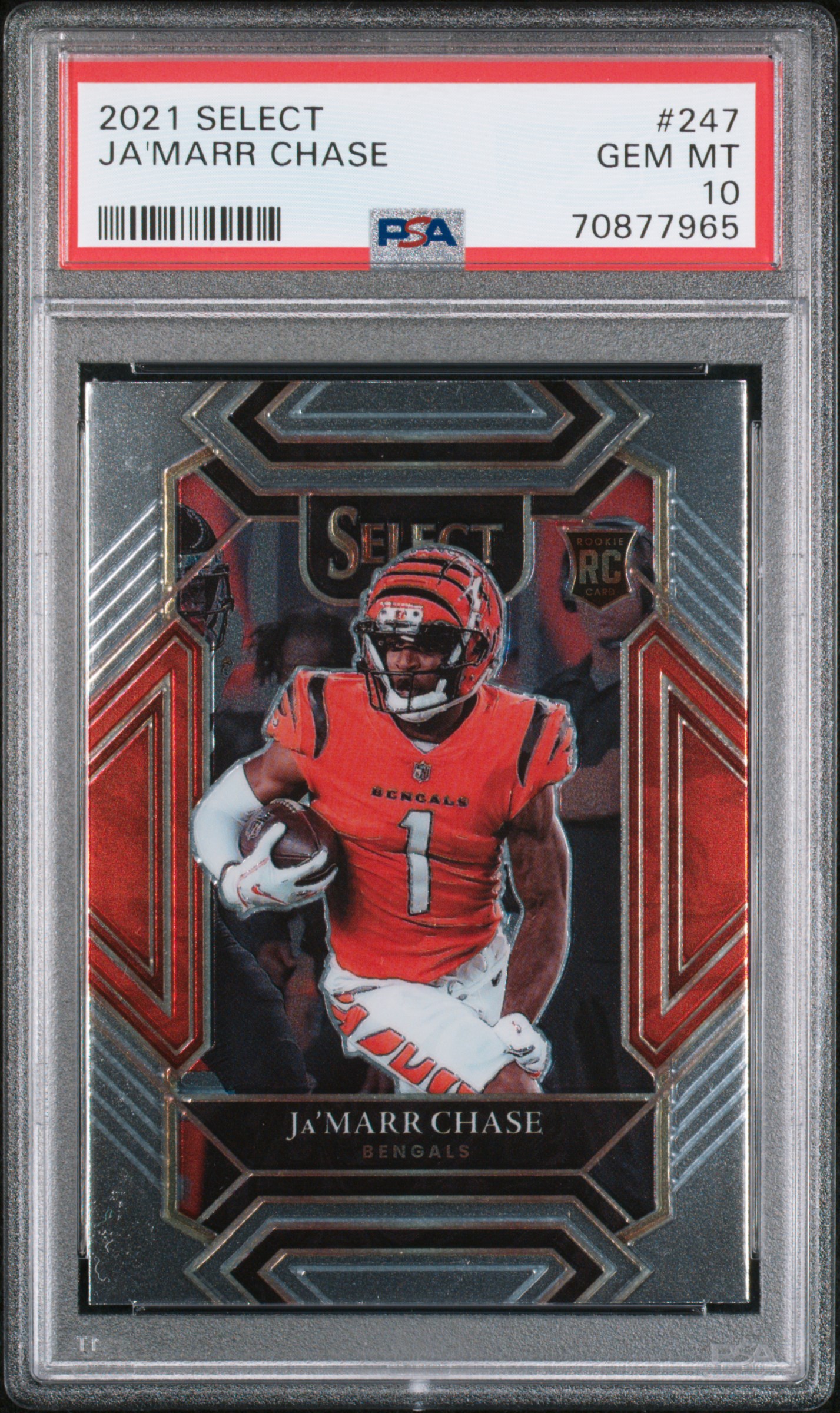 Ja'Marr Chase 2021 Panini Select Football Rookie Card RC #247 Graded PSA 10