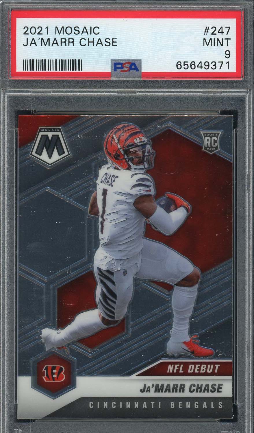 Ja'Marr Chase 2021 Panini Mosaic Football Rookie Card RC #247 Graded PSA 9