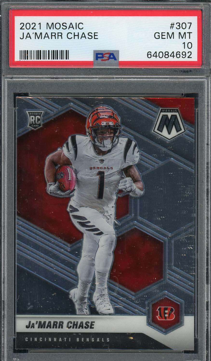 Ja'Marr Chase 2021 Panini Mosaic Football Rookie Card RC #307 Graded PSA 10