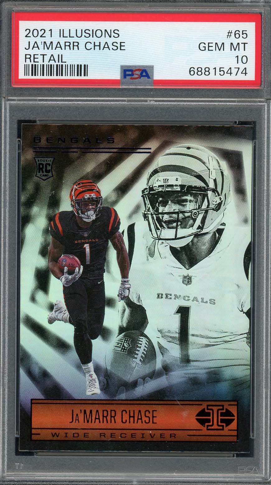 Ja'Marr Chase 2021 Panini Illusions Football Rookie Card RC #65 Graded PSA 10