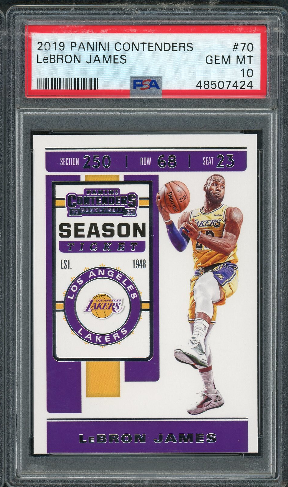 LeBron James 2019 Panini Contenders Basketball Card #70 Graded PSA 10 GEM MINT LeBron James 2019 Panini Contenders Basketball Card #70 Graded PSA 10 GEM MINT