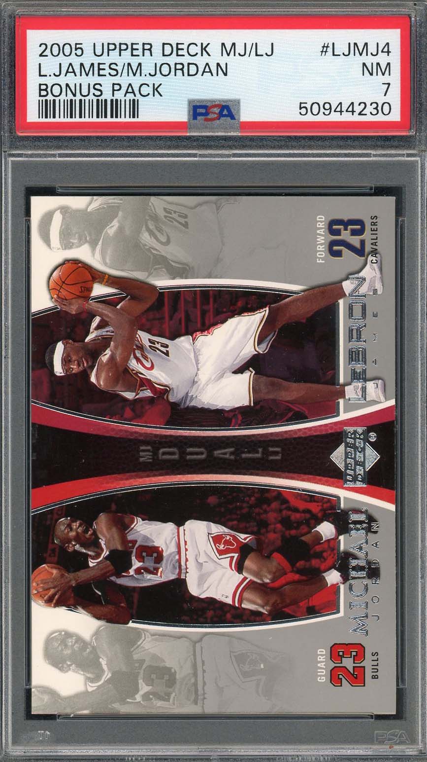 LeBron James Michael Jordan 2005 Upper Deck Bonus Pack Card #LJMJ4 PSA 7 LeBron James Michael Jordan 2005 Upper Deck Bonus Pack Card #LJMJ4 PSA 7
