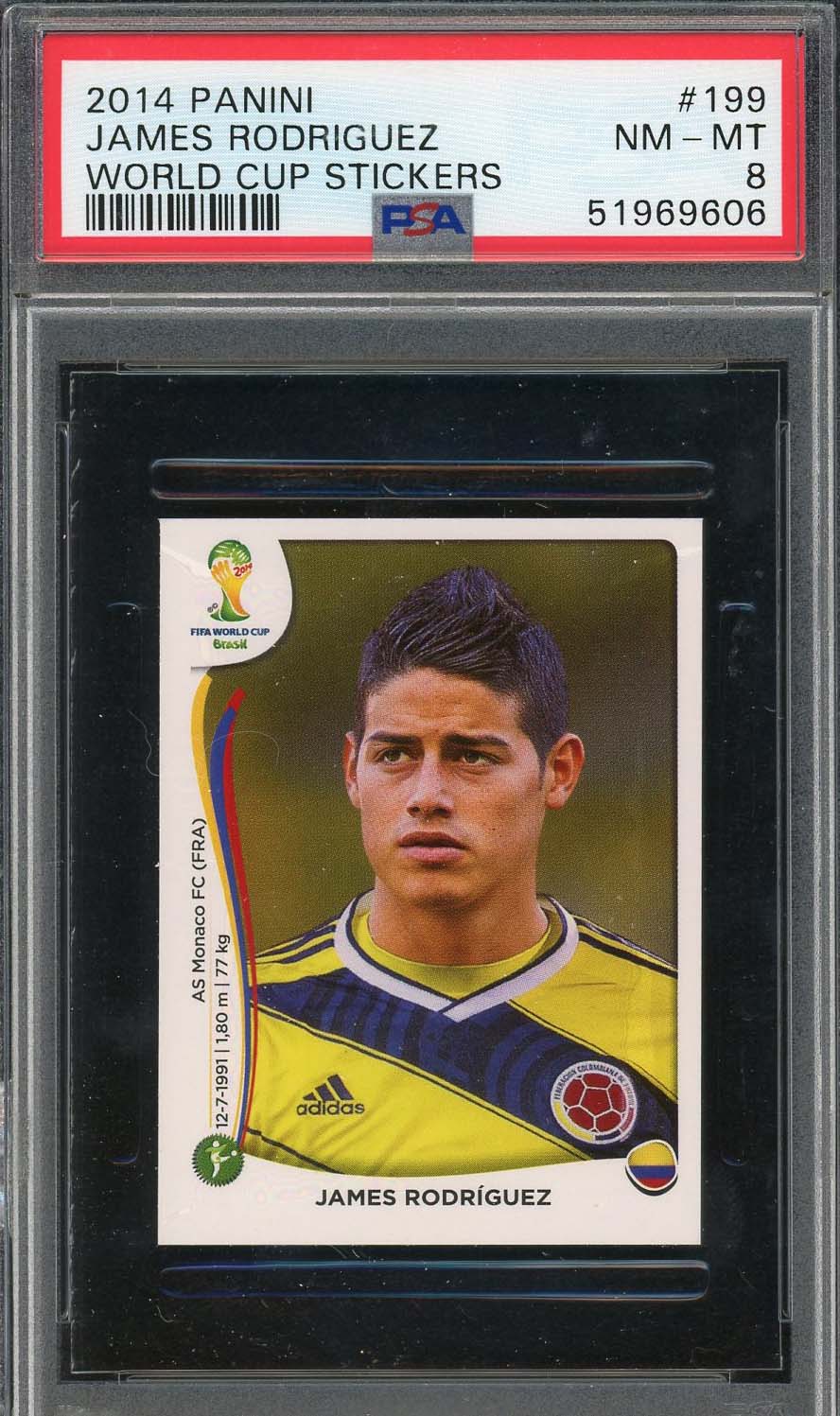 James Rodriguez 2014 Panini World Cup Stickers Card #199 PSA 8