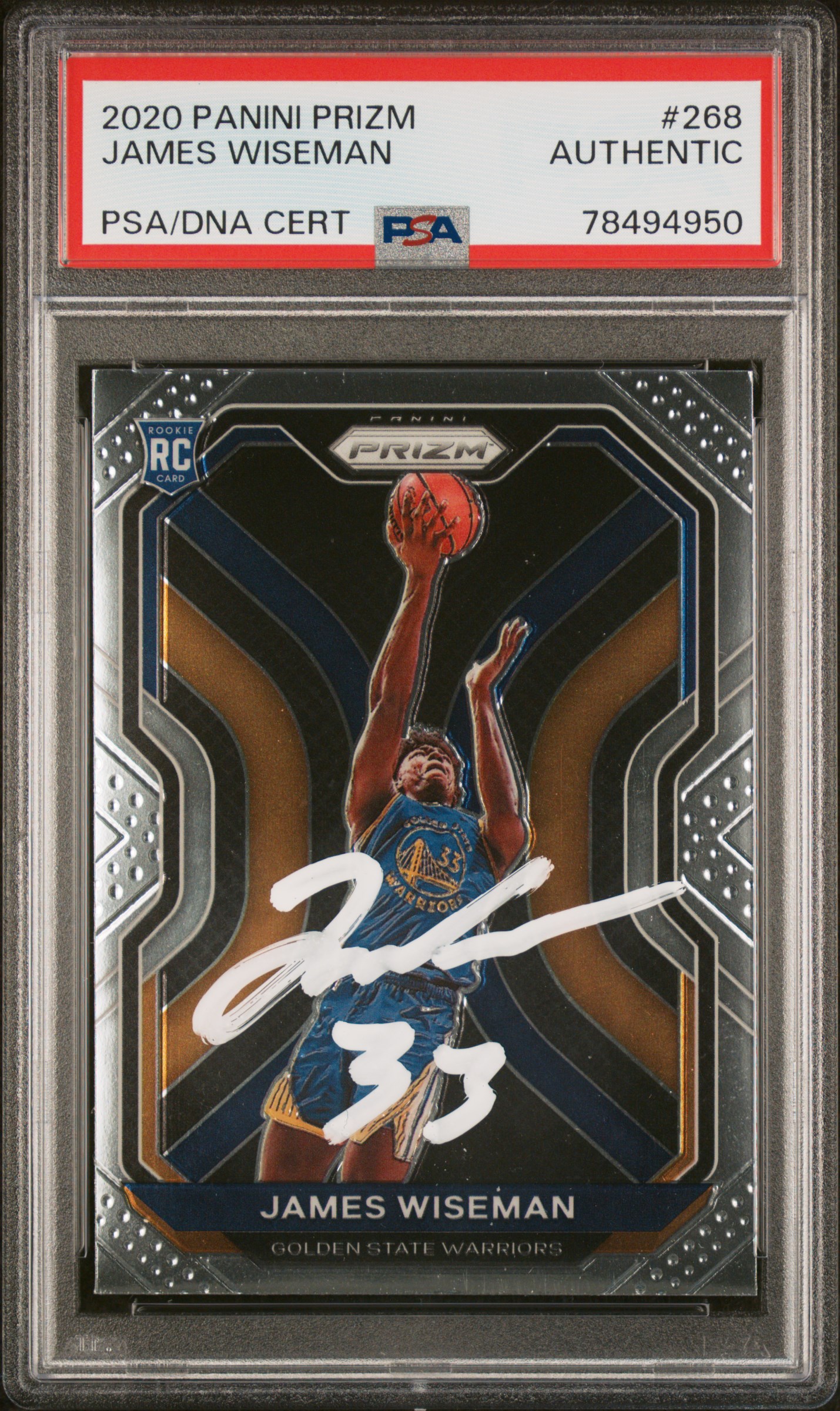 James Wiseman 2020 Panini Prizm Signed Rookie Card #268 Auto PSA 78494950