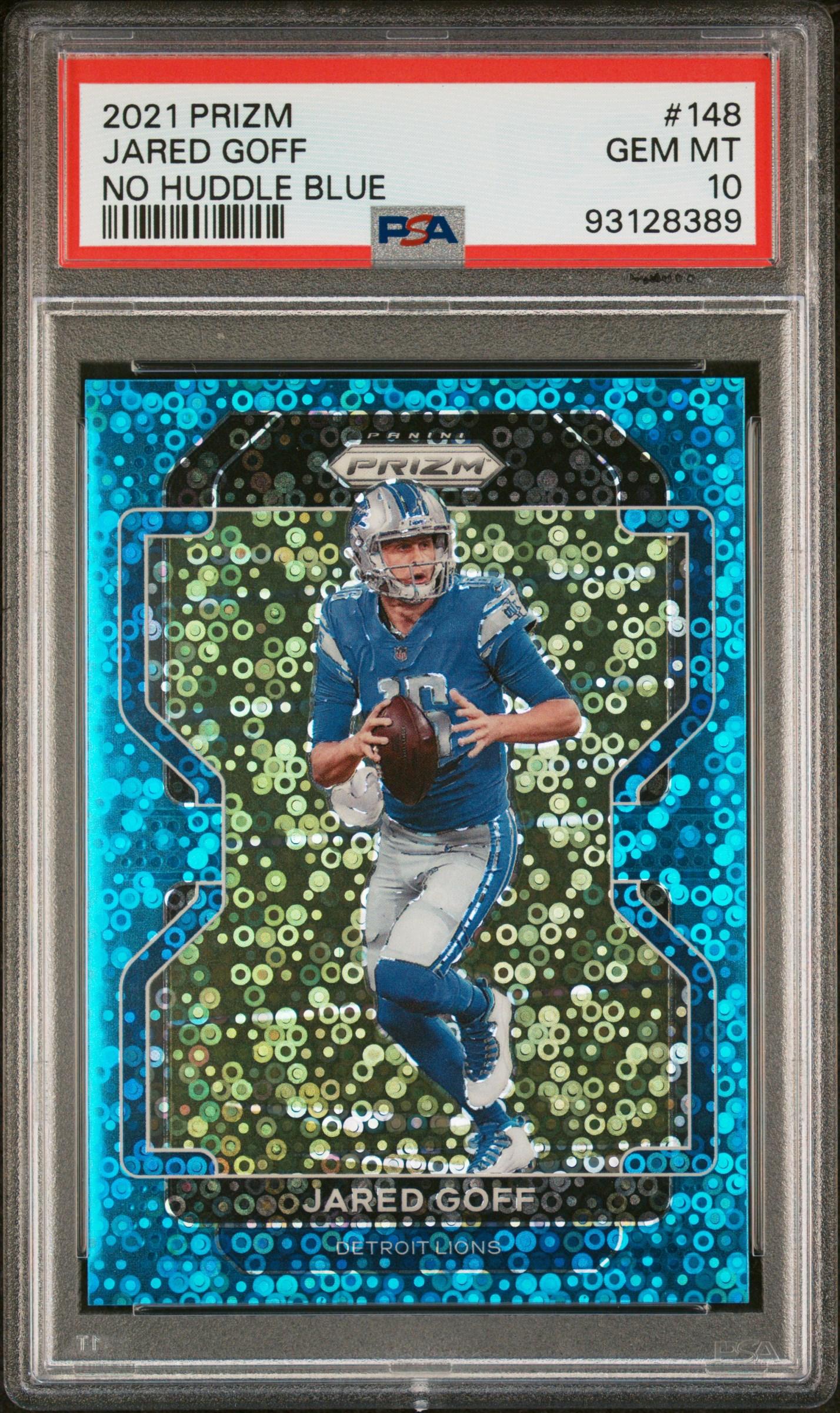 Jared Goff 2021 Panini Prizm No Huddle Blue Card #148 Graded PSA 10 50/79 Jared Goff 2021 Panini Prizm No Huddle Blue Card #148 Graded PSA 10 50/79