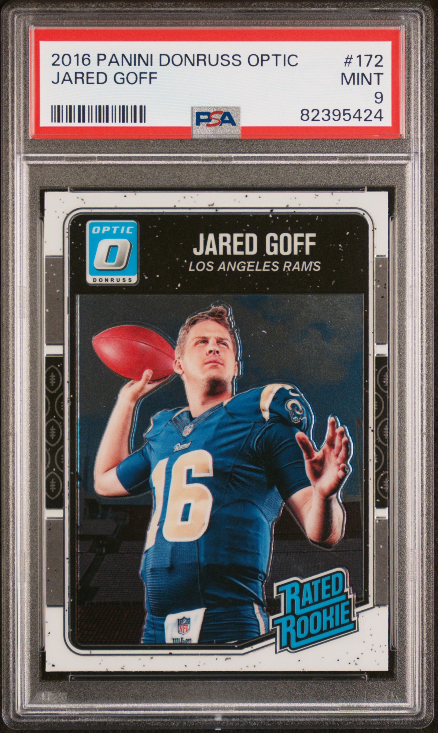 Jared Goff 2016 Panini Donruss Optic Football Rookie Card #172 Graded PSA 9