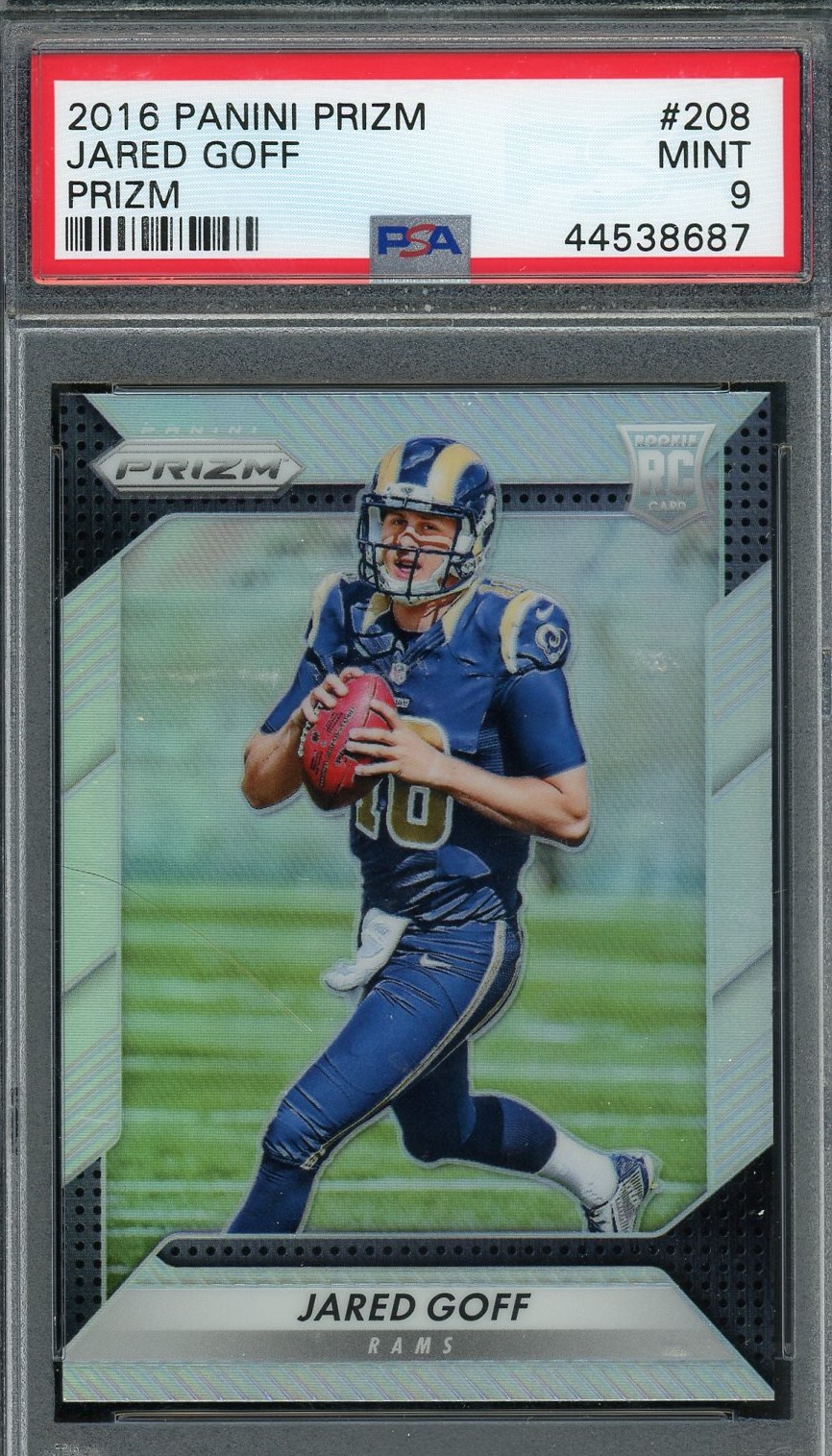 Jared Goff 2016 Panini Prizm Silver Football Rookie Card #208 Graded PSA 9