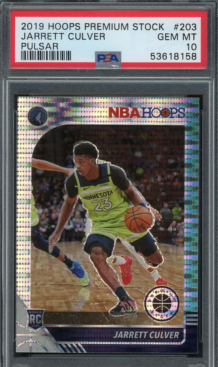 Jarrett Culver 2019 Panini Hoops Premium Stock Pulsar Rookie Card #203 PSA 10 Jarrett Culver 2019 Panini Hoops Premium Stock Pulsar Rookie Card #203 PSA 10