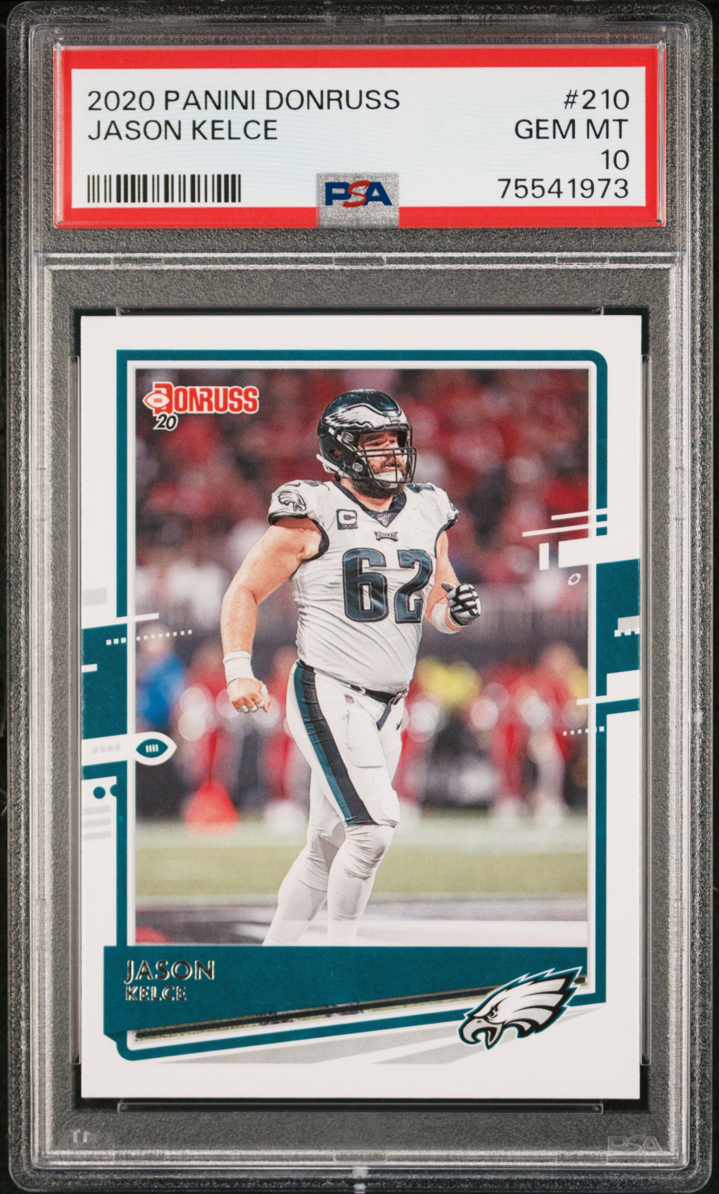 Jason Kelce 2020 Panini Donruss Football Card #210 Graded PSA 10
