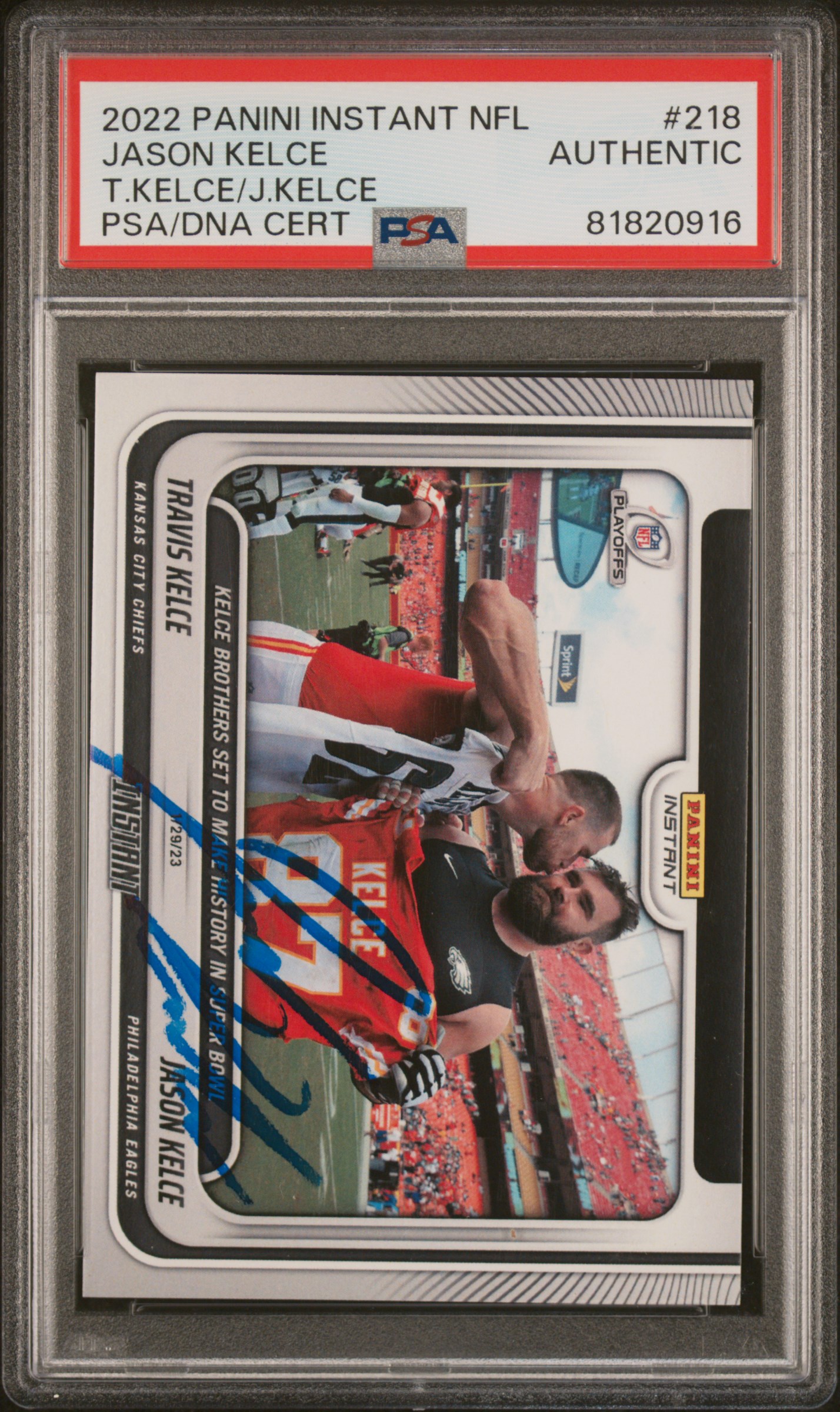 Jason Kelce 2022 Panini Instant Signed Football Card #218 Auto PSA 81820916