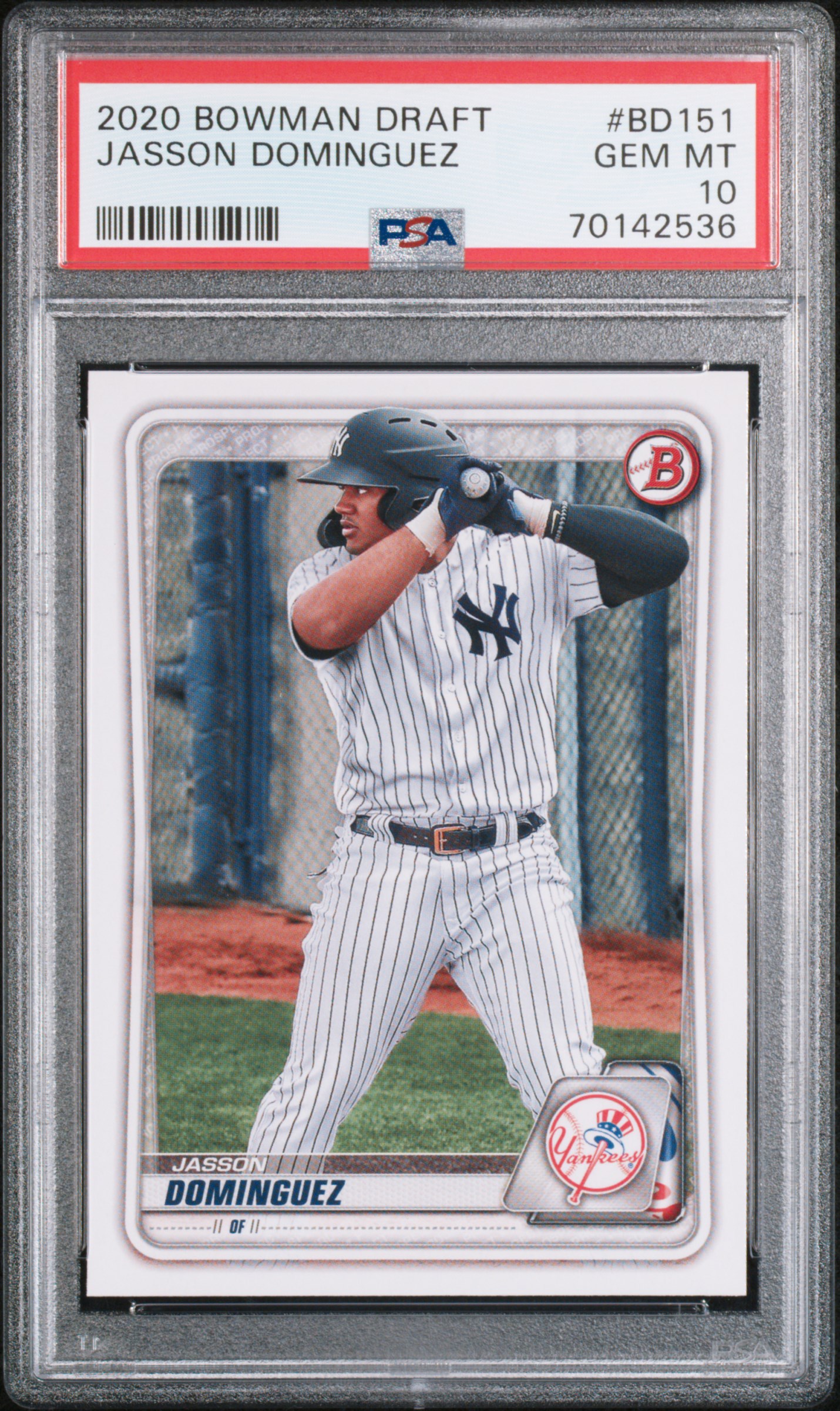 Jasson Dominguez 2020 Bowman Draft Baseball Rookie Card #BD151 Graded PSA 10
