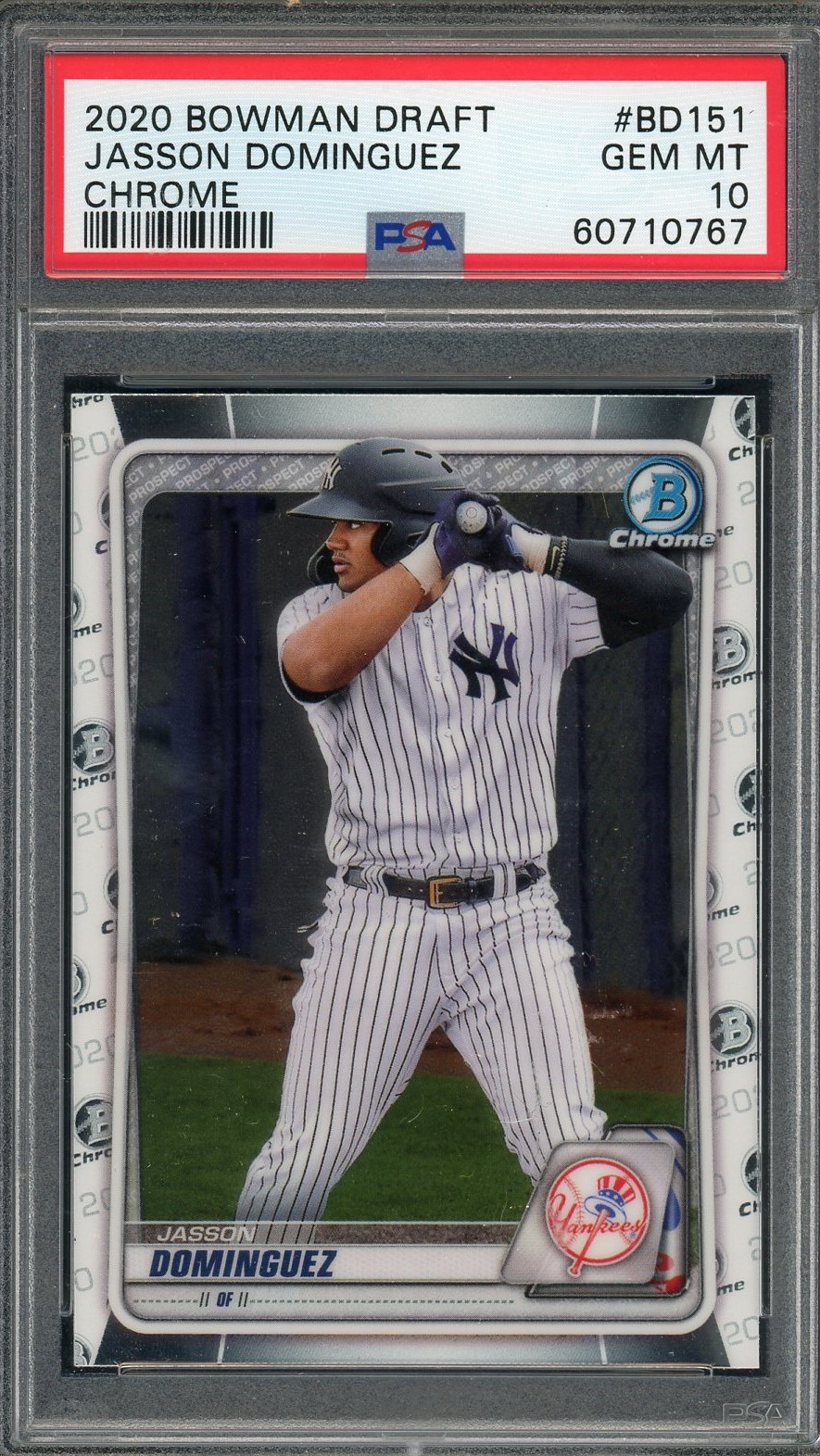 Jasson Dominguez 2020 Bowman Draft Chrome Rookie Card #BD151 Graded PSA 10