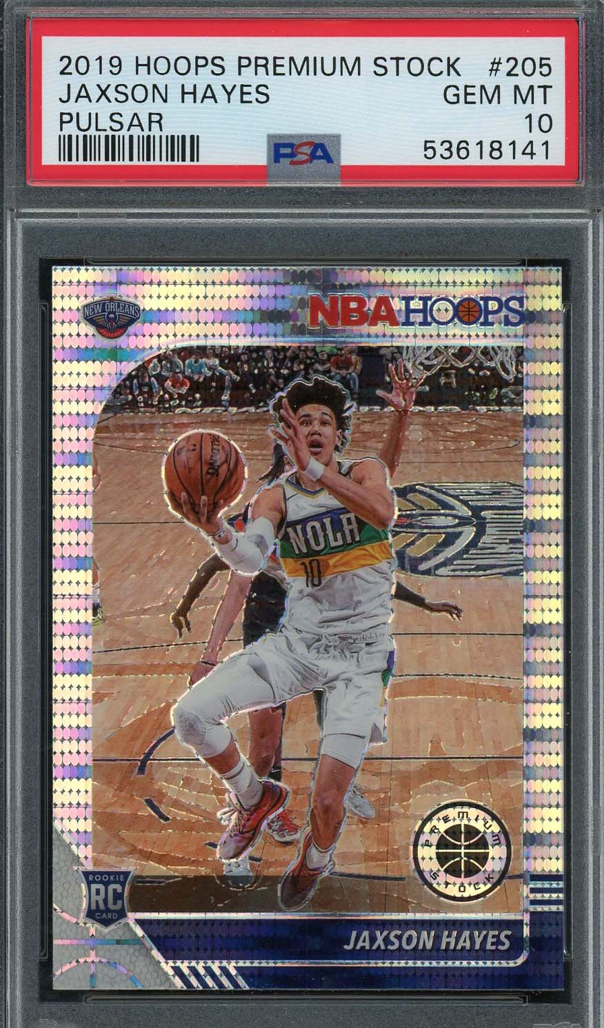 Jaxson Hayes 2019 Panini Hoops Premium Stock Pulsar Rookie Card #205 PSA 10 Jaxson Hayes 2019 Panini Hoops Premium Stock Pulsar Rookie Card #205 PSA 10