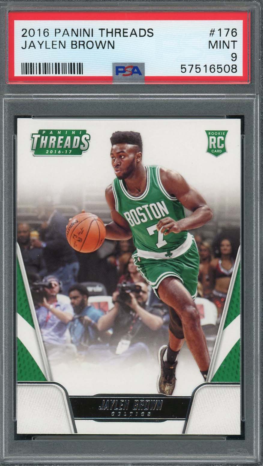 Jaylen Brown 2016 Panini Threads Basketball Rookie Card #176 Graded PSA 9