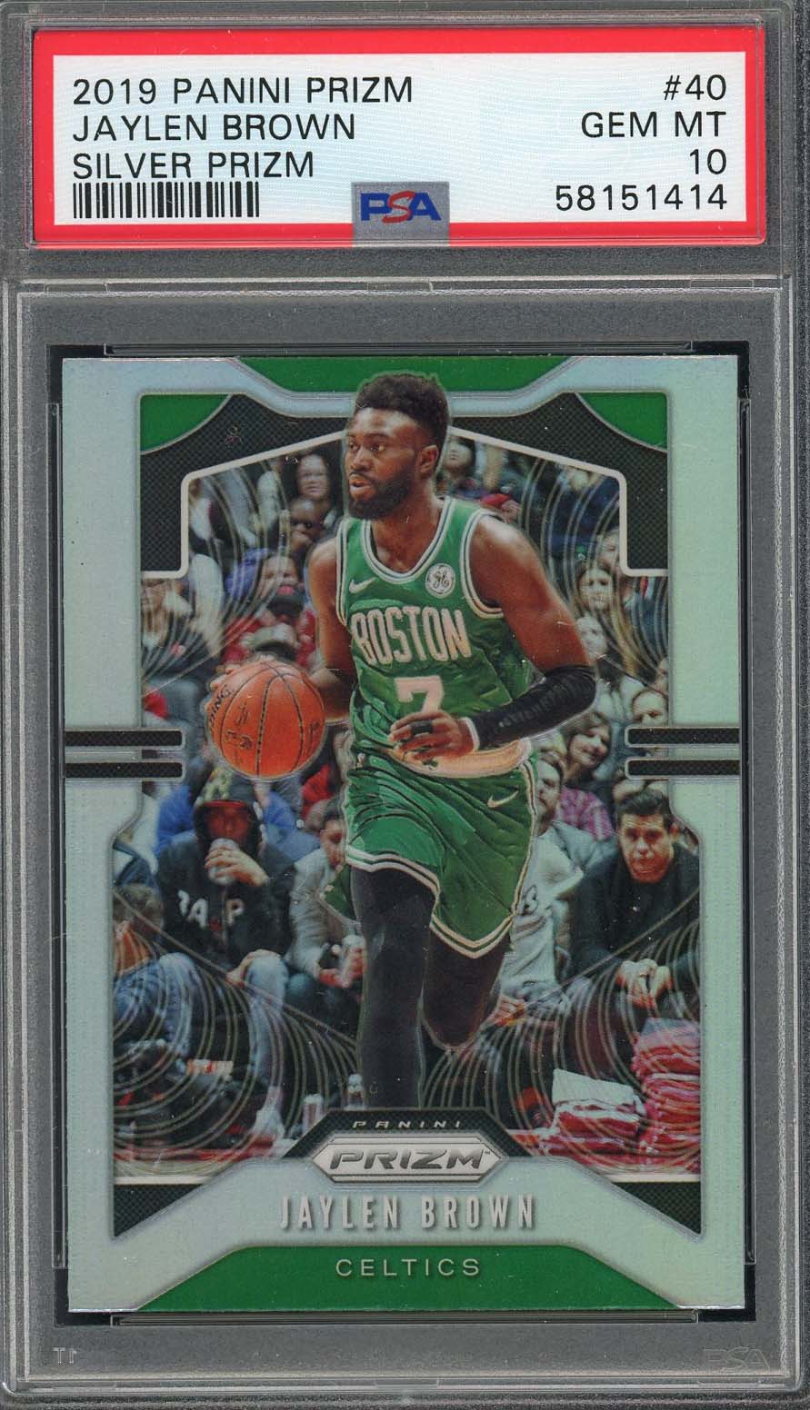 Jaylen Brown 2019 Panini Silver Prizm Basketball Card #40 Graded PSA 10