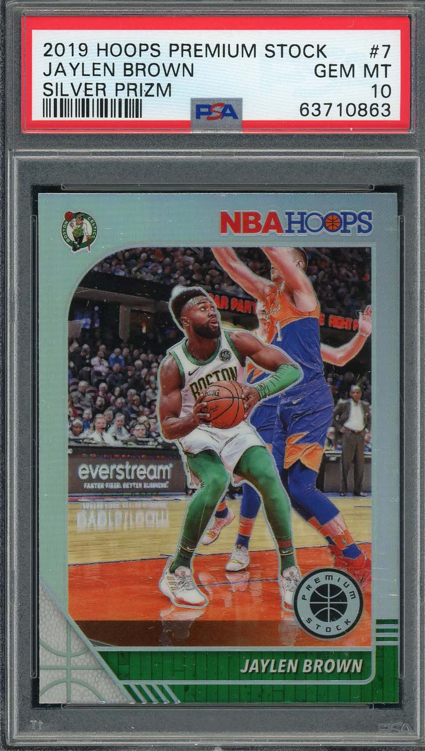 Jaylen Brown 2019 Hoops Premium Stock Silver Prizm Basketball Card #7 PSA 10