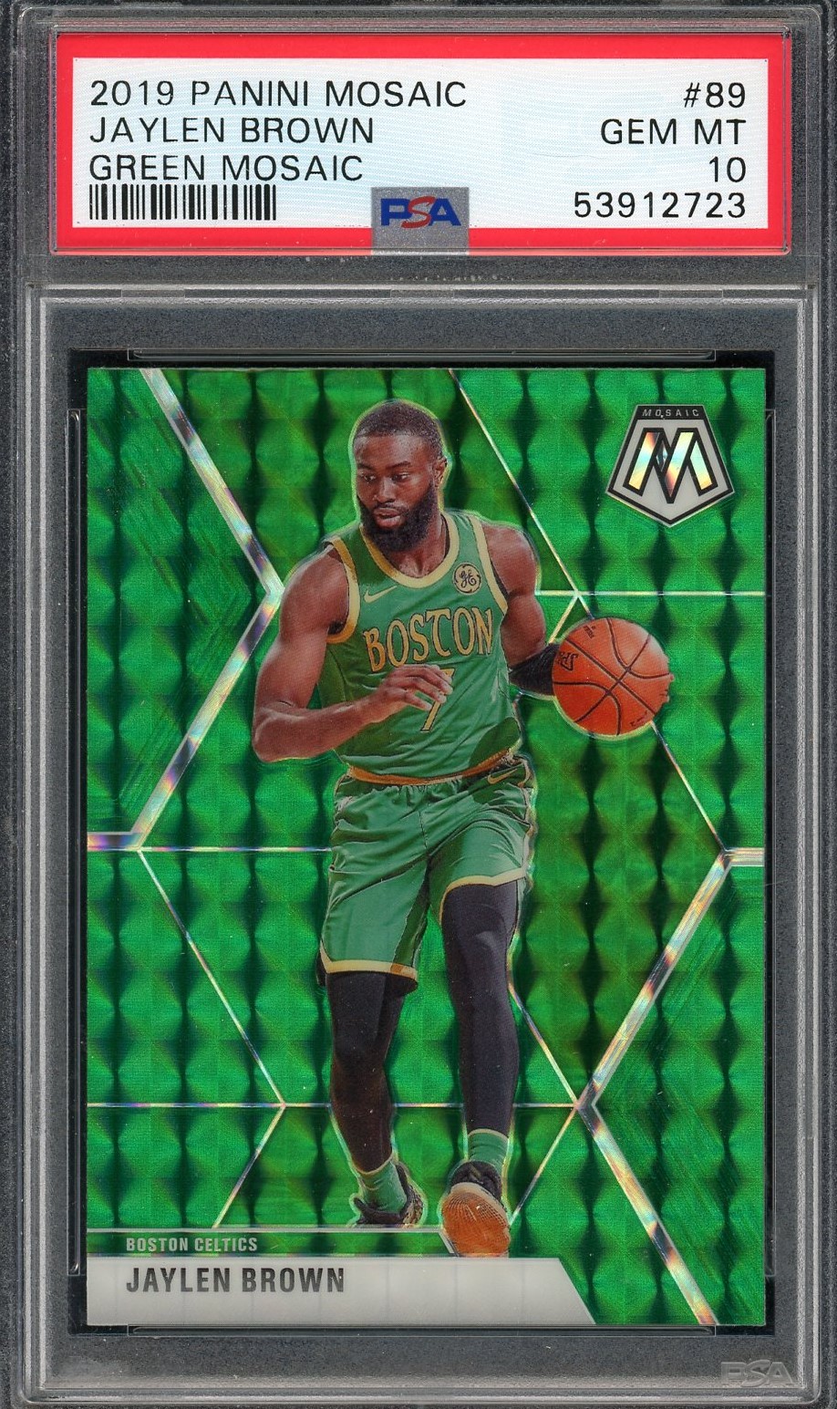 Jaylen Brown 2019 Panini Mosaic Green Basketball Card #89 Graded PSA 10