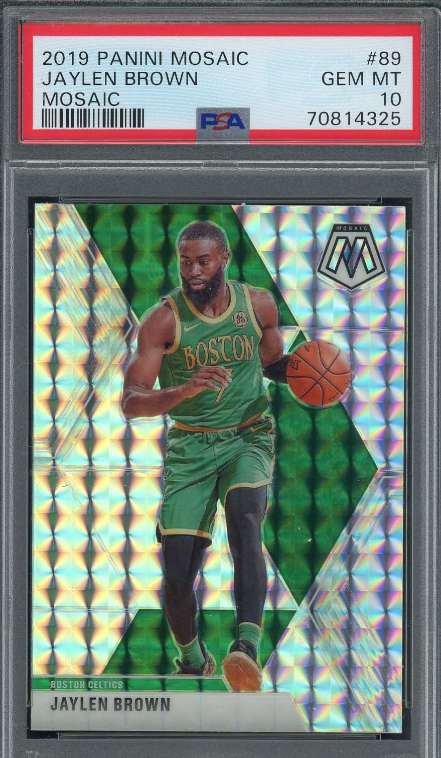 Jaylen Brown 2019 Panini Mosaic Silver Prizm Basketball Card #89 Graded PSA 10