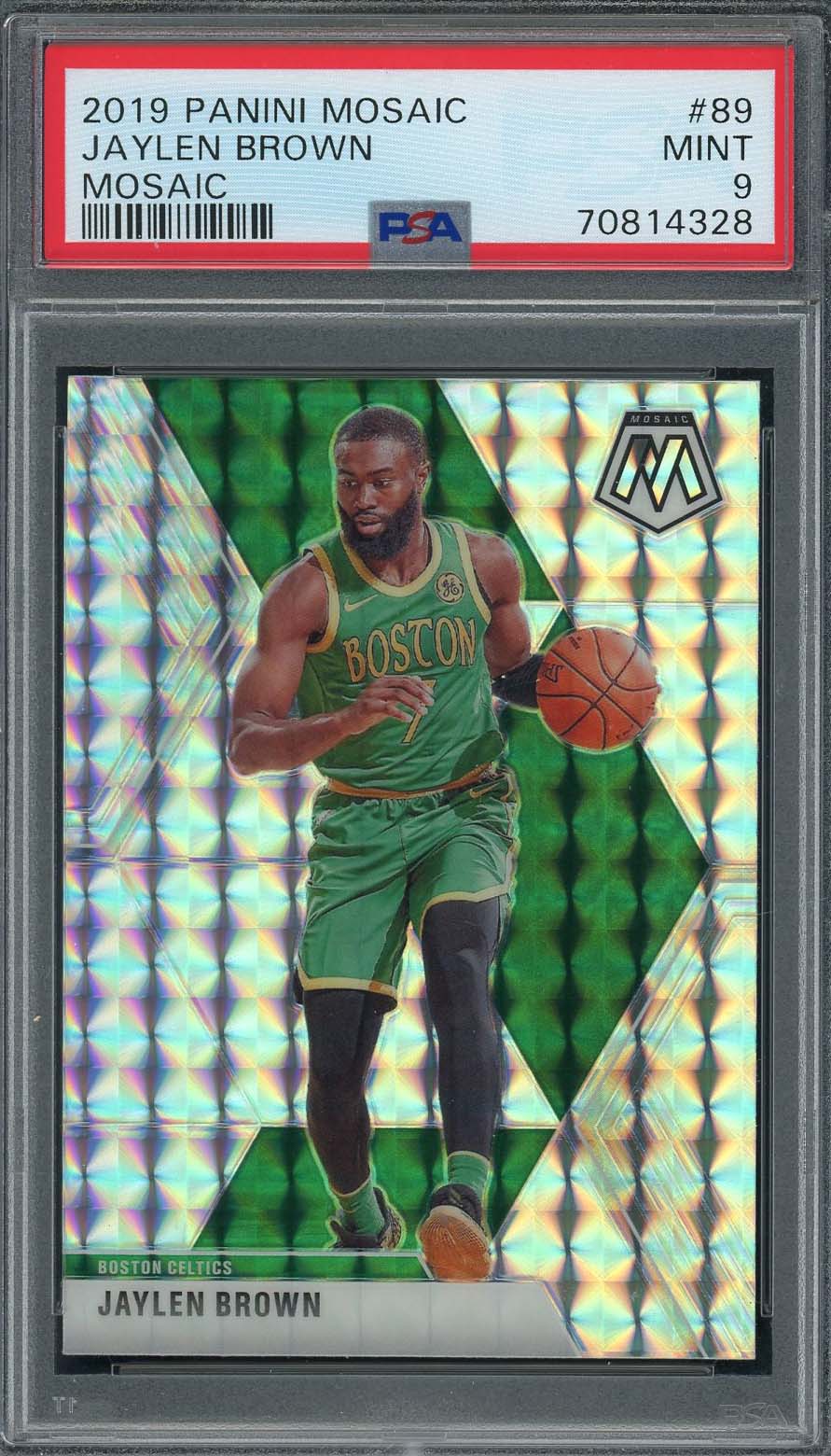 Jaylen Brown 2019 Panini Mosaic Silver Prizm Basketball Card #89 Graded PSA 9