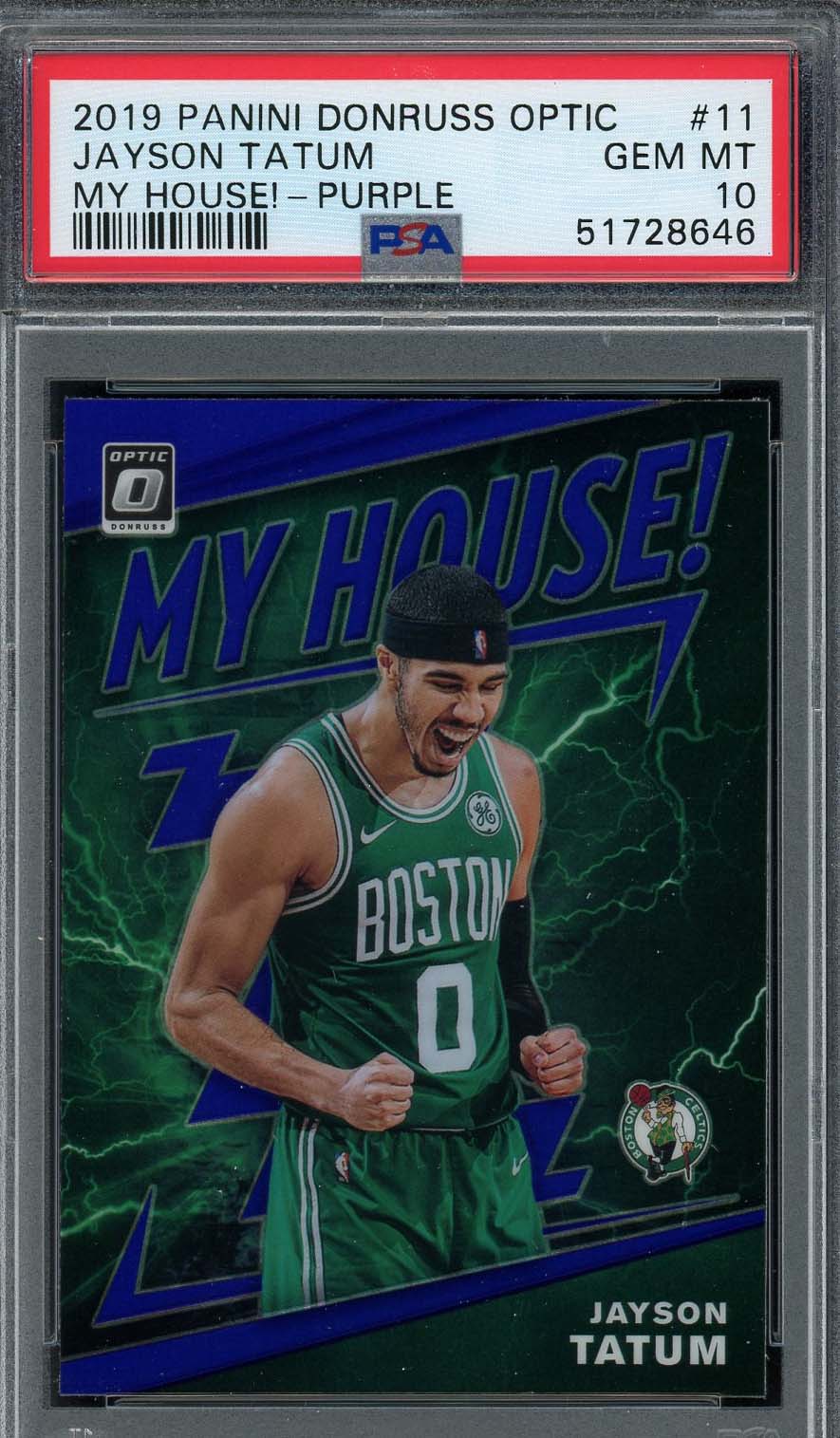 Jayson Tatum 2019 Panini Optic My House Purple Card #11 Graded PSA 10 Jayson Tatum 2019 Panini Optic My House Purple Card #11 Graded PSA 10