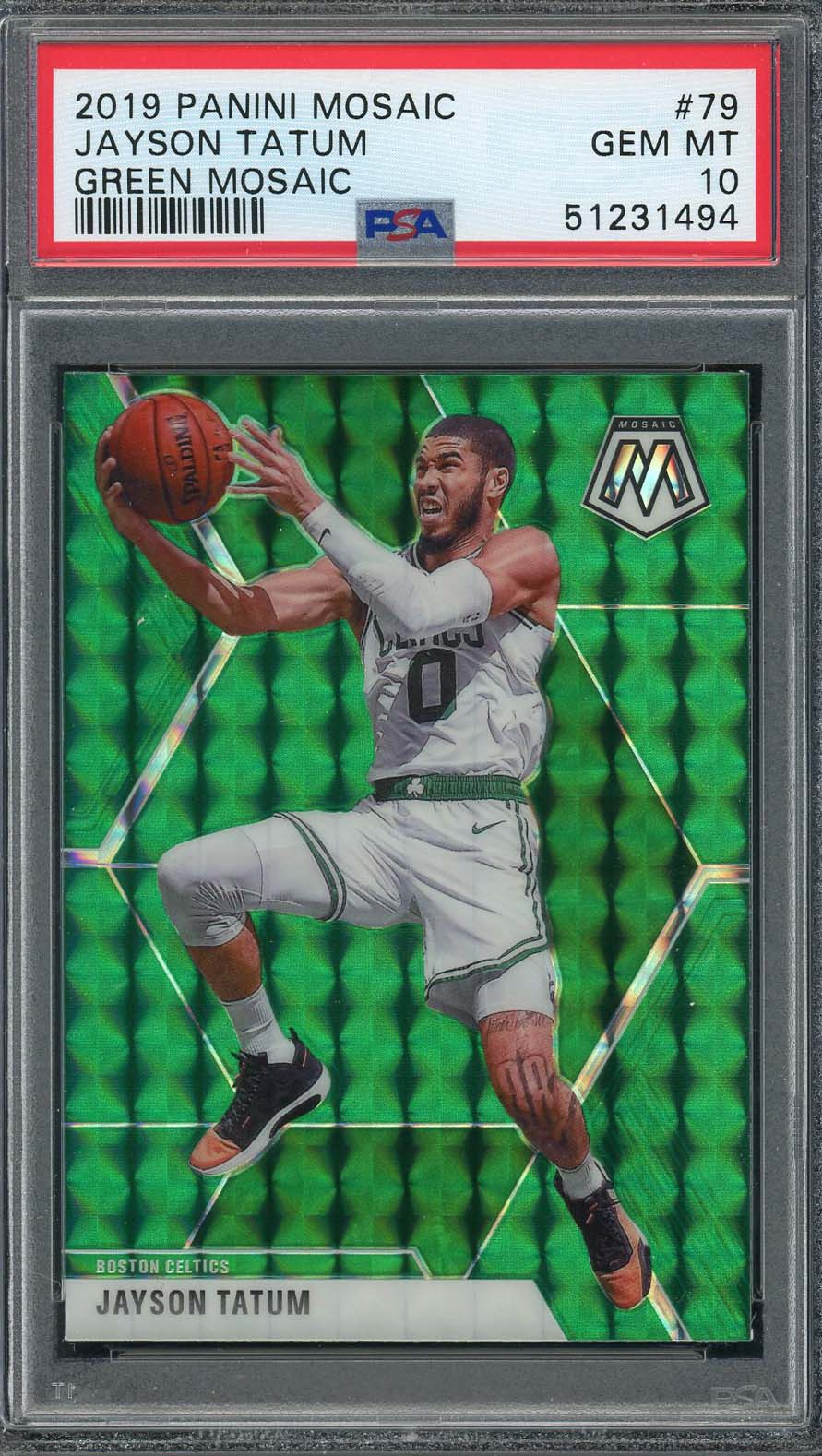 Jayson Tatum 2019 Panini Mosaic Green Mosaic Basketball Card #79 Graded PSA 10 Jayson Tatum 2019 Panini Mosaic Green Mosaic Basketball Card #79 Graded PSA 10