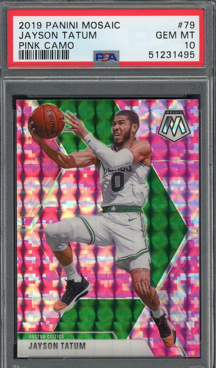 Jayson Tatum 2019 Panini Mosaic Pink Camo Basketball Card #79 Graded PSA 10 Jayson Tatum 2019 Panini Mosaic Pink Camo Basketball Card #79 Graded PSA 10