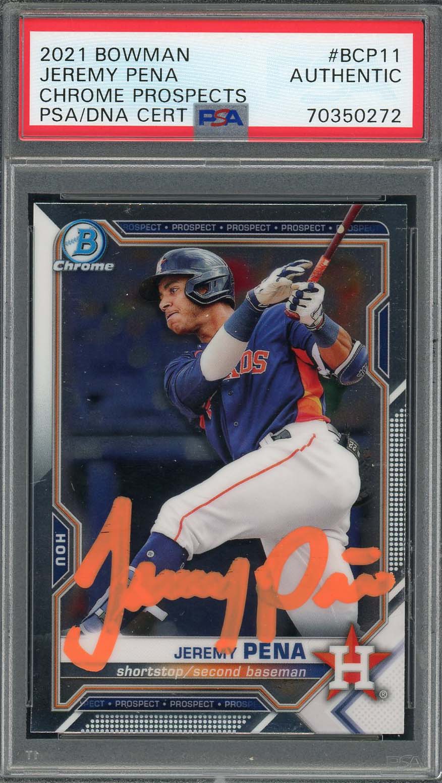 Jeremy Pena 2021 Bowman Chrome Signed Rookie Card #BCP11 Auto PSA 70350272