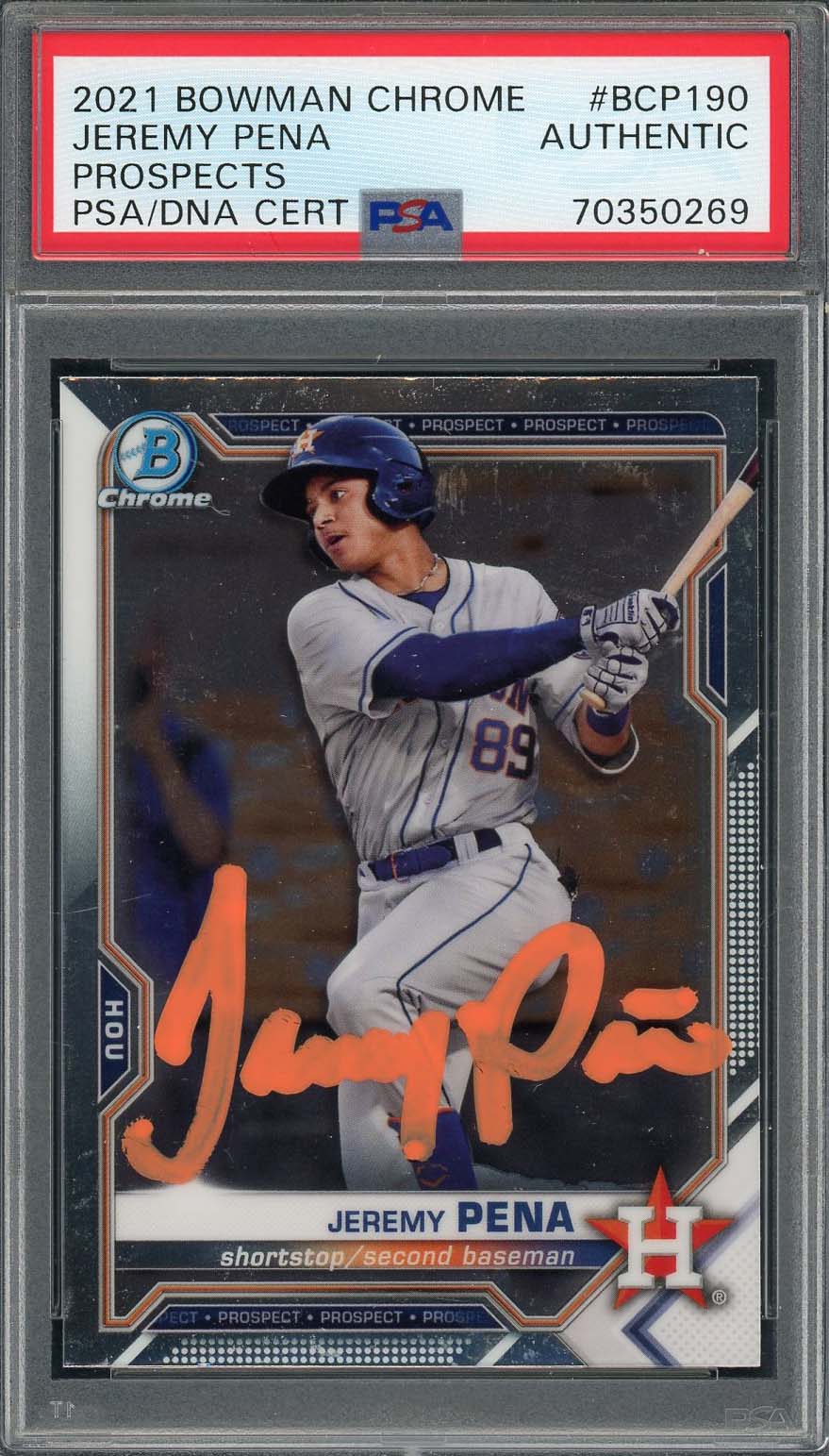 Jeremy Pena 2021 Bowman Chrome Signed Rookie Card #BCP190 Auto PSA 70350269