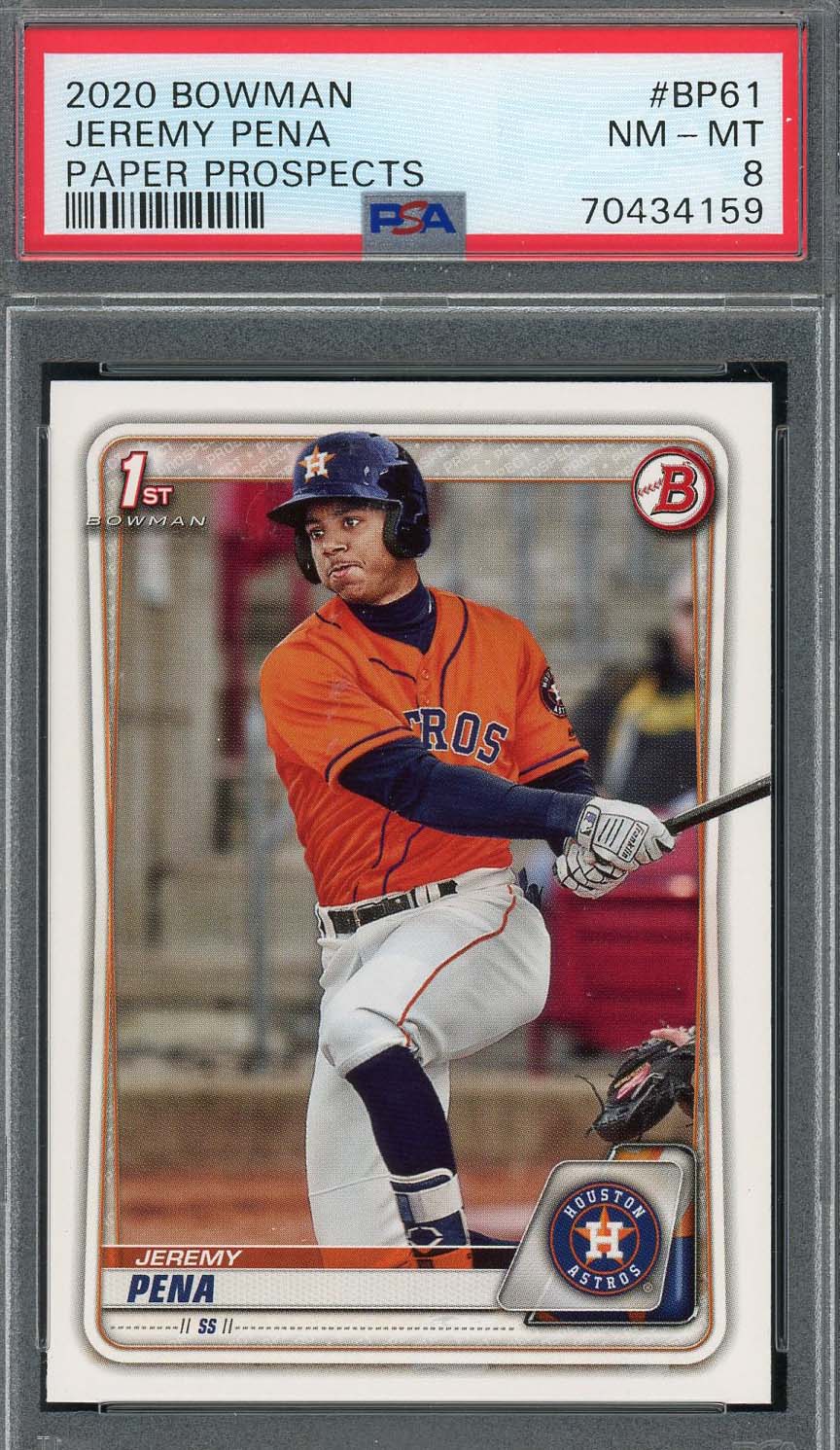 Jeremy Pena 2020 Bowman Paper Prospects Baseball Rookie Card #BP61 Graded PSA 8
