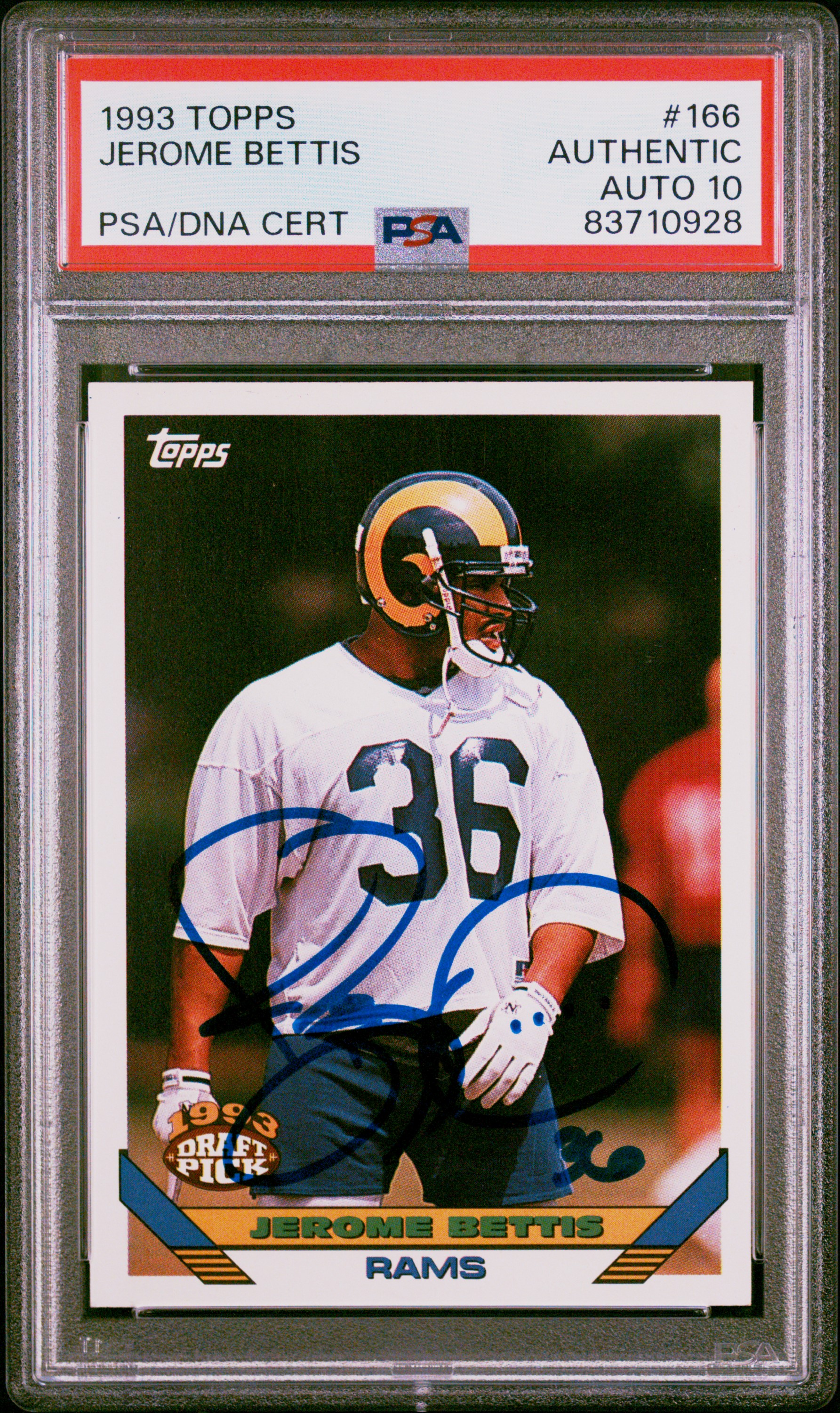 Jerome Bettis 1993 Topps Signed Rookie Card #166 Auto Graded PSA 10 83710928