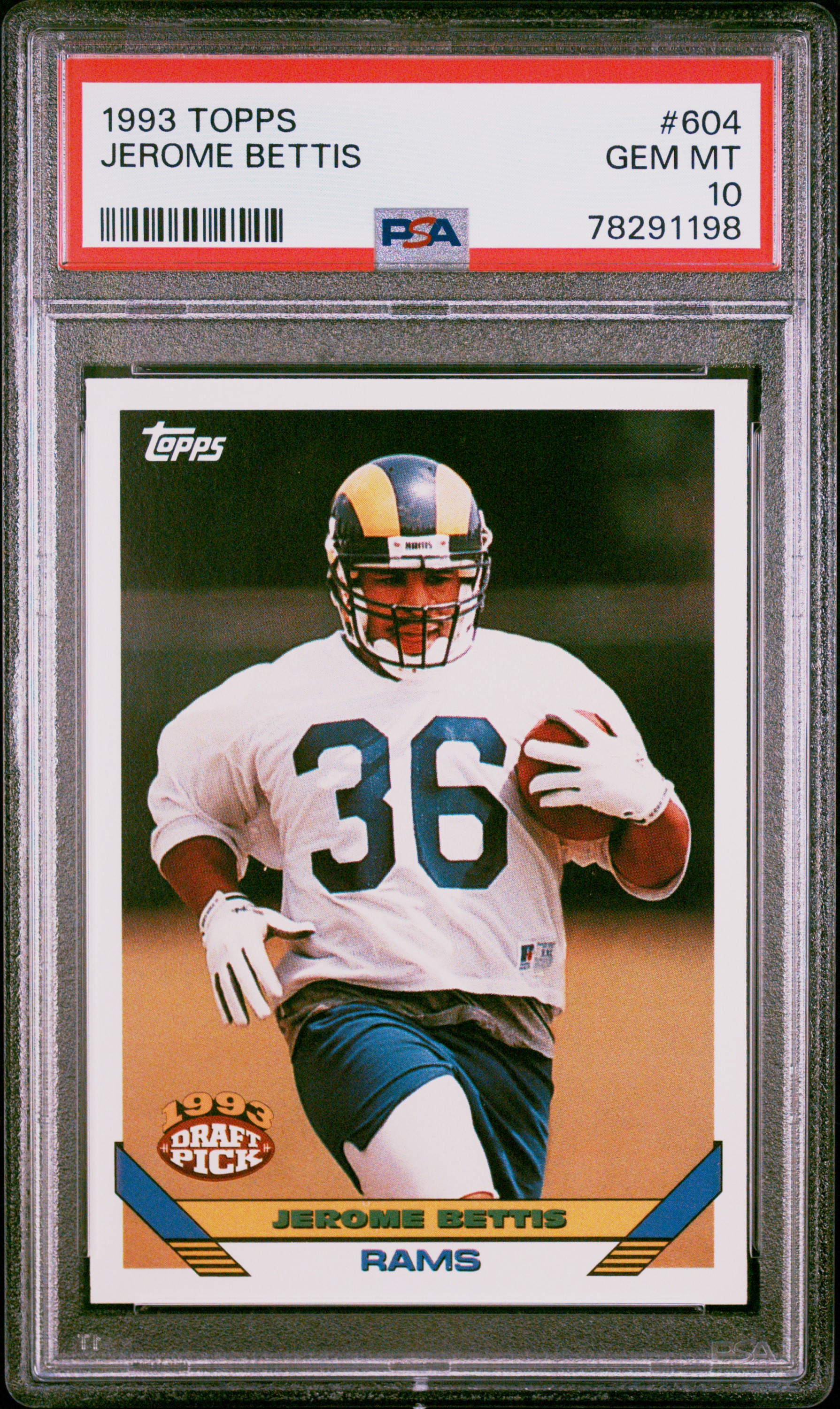 Jerome Bettis 1993 Topps Football Rookie Card #604 Graded PSA 10