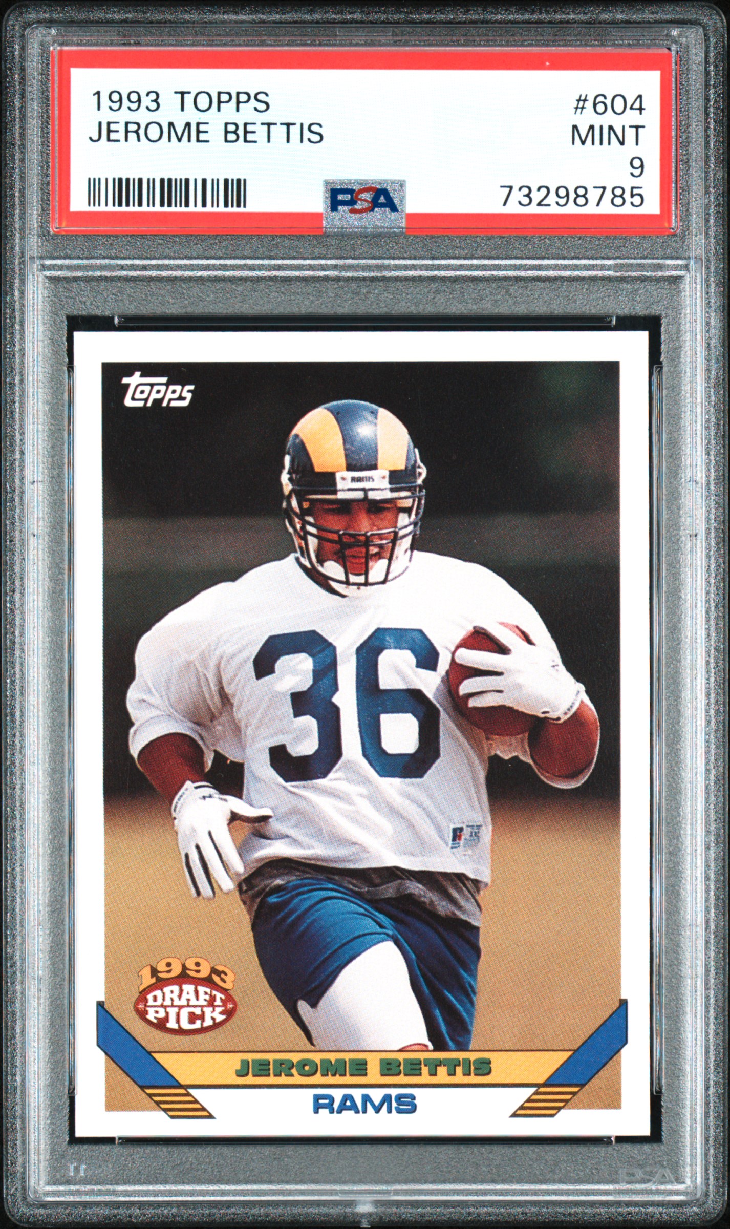 Jerome Bettis 1993 Topps Football Rookie Card RC #604 Graded PSA 9