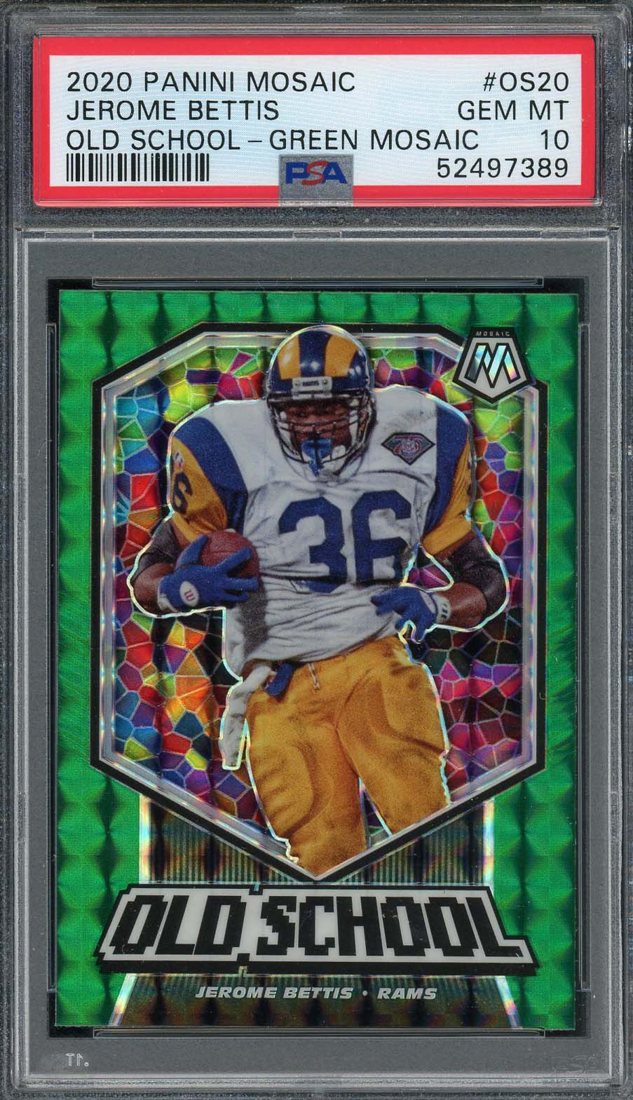 Jerome Bettis 2020 Panini Mosaic Old School Green Mosaic Card #OS20 PSA 10
