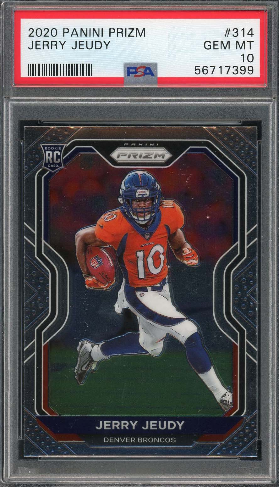 Jerry Jeudy 2020 Panini Prizm Football Rookie Card RC #314 Graded PSA 10