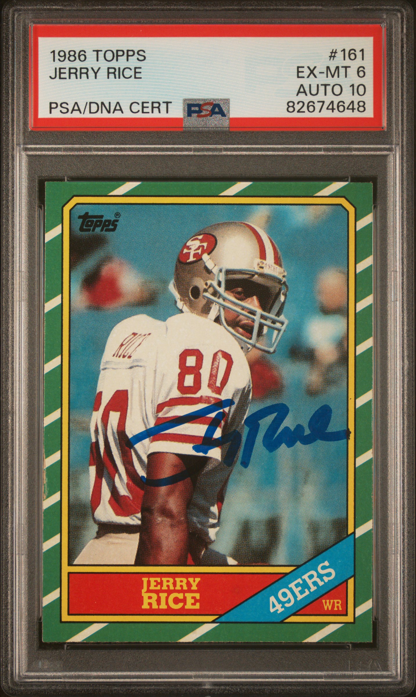 Jerry Rice 1986 Topps Signed Rookie Card #161 Auto Graded PSA 10 82674648